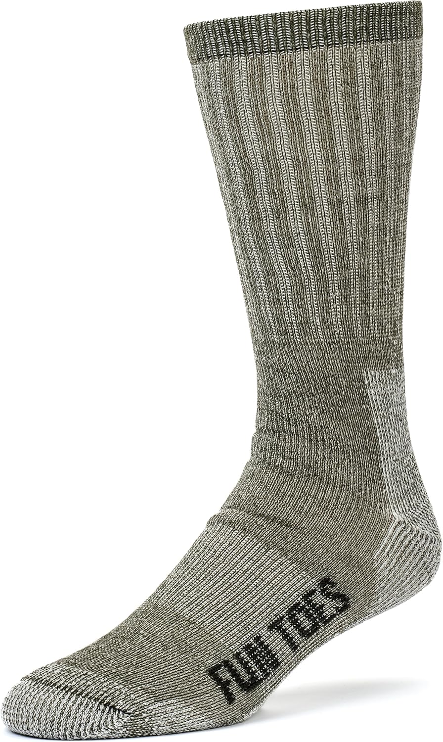 FUN TOES Boot Socks for Men, 3 Pairs Durable Thermal Insulated 80% Merino Wool Warm Hiking for Winter, Indoor or Outdoor