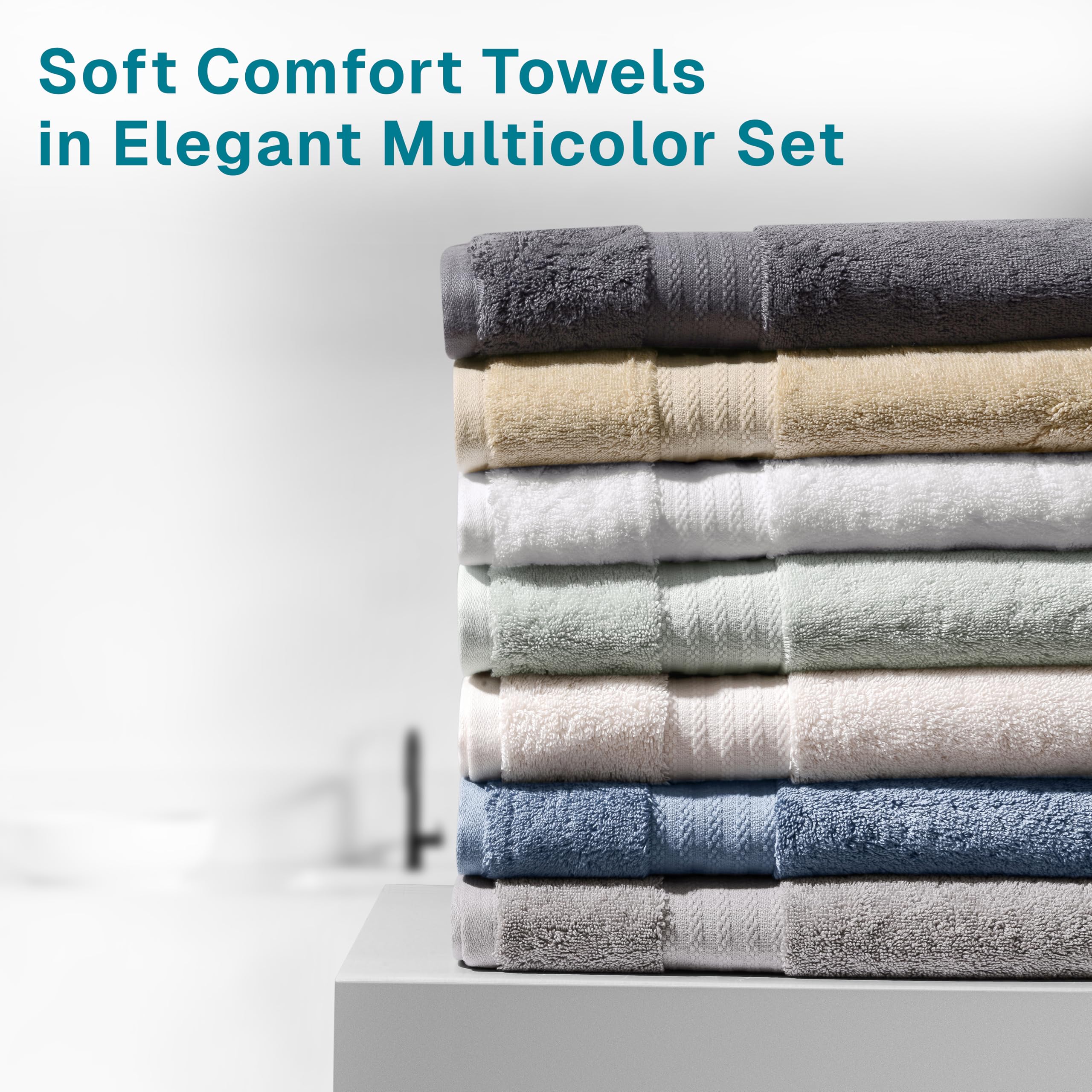 Lot de 6 Serviettes de Bain 100% Coton Bio – Certifiées GOTS – Serviettes de qualité hôtelière – 700 g/m² – 2 Serviettes de Bain de 76,2 x 142,2 cm – 2 essuie-Mains de 40,6 x 76,2 cm – 2