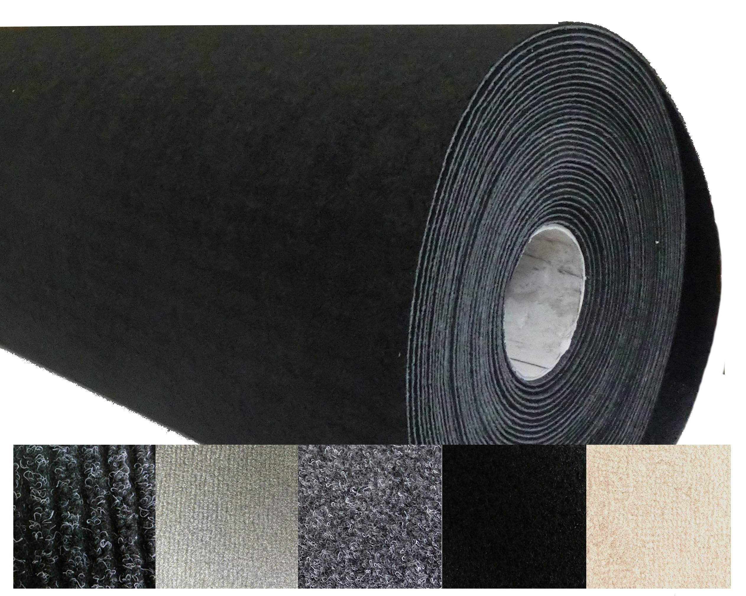 MERTEX stabiler fester Autoteppich Meterware Innenraumverkleidung Auskleide-Teppich individuell zuschneidbar für Camper- und Kfz-Ausbau Restauration Instandhaltung (Classic schwarz, 200 x 50 cm)