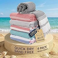 Vista 47 de LANE LINEN Paquete de 6 toallas de playa prelavadas de gran tamaño, elegantes toallas de secado rápido para piscina y viaje para adultos, 39 x 71