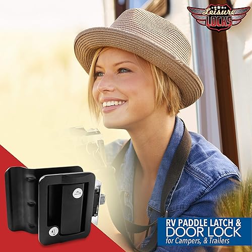 Miniatura 9 de Cerradura de puerta de entrada para remolque de viaje RV Cerrojo polar de paleta negra