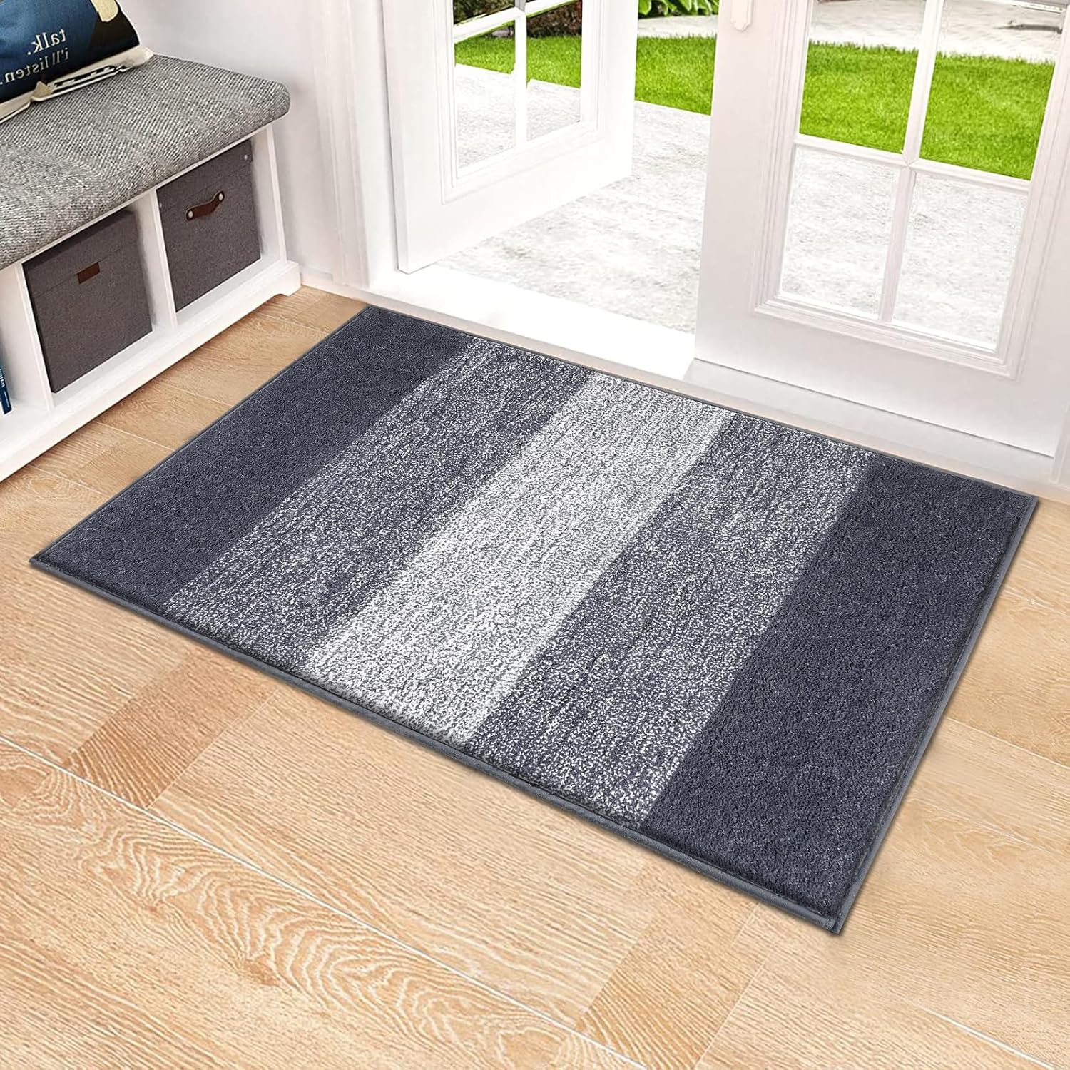 Pauwer Indoor Doormat, 20"x32" Non Slip Mud Trapper Mat Absorbent Front