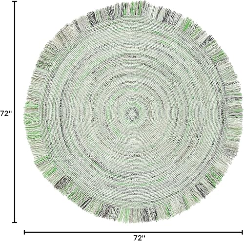 Miniatura 2 de SAFAVIEH Colección trenzada BRD275Y - Alfombra redonda de 6 pies, color verdemarfil hecha a mano para entrada, vestíbulo, sala de estar, dormitorio,
