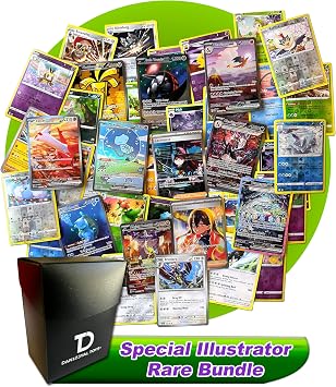 Special Illustrator Rare Pokemon Compatible TCG Random Assortment Bundle || Special Illustrator Rare + 15 Reverse Holo + 15 High HP Cards + Dan123yal Deck Box