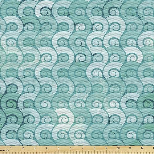 Miniatura 11 de Ambesonne - Tela multicolor impresa digital por The Yard Gris Blanco,Azul durazno,2-Verde azulado,Azul Indigo,Azul verde azulado,Verde rubor,Crema