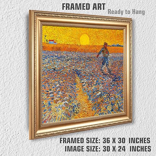 Miniatura 681 de A&T ARTWORK The Starry Night de Vincent Van Gogh. Tamaño del marco: 36 x 30 pulgadas, tamaño de la imagen: 30 x 24 pulgadas, reproducciones clásicas