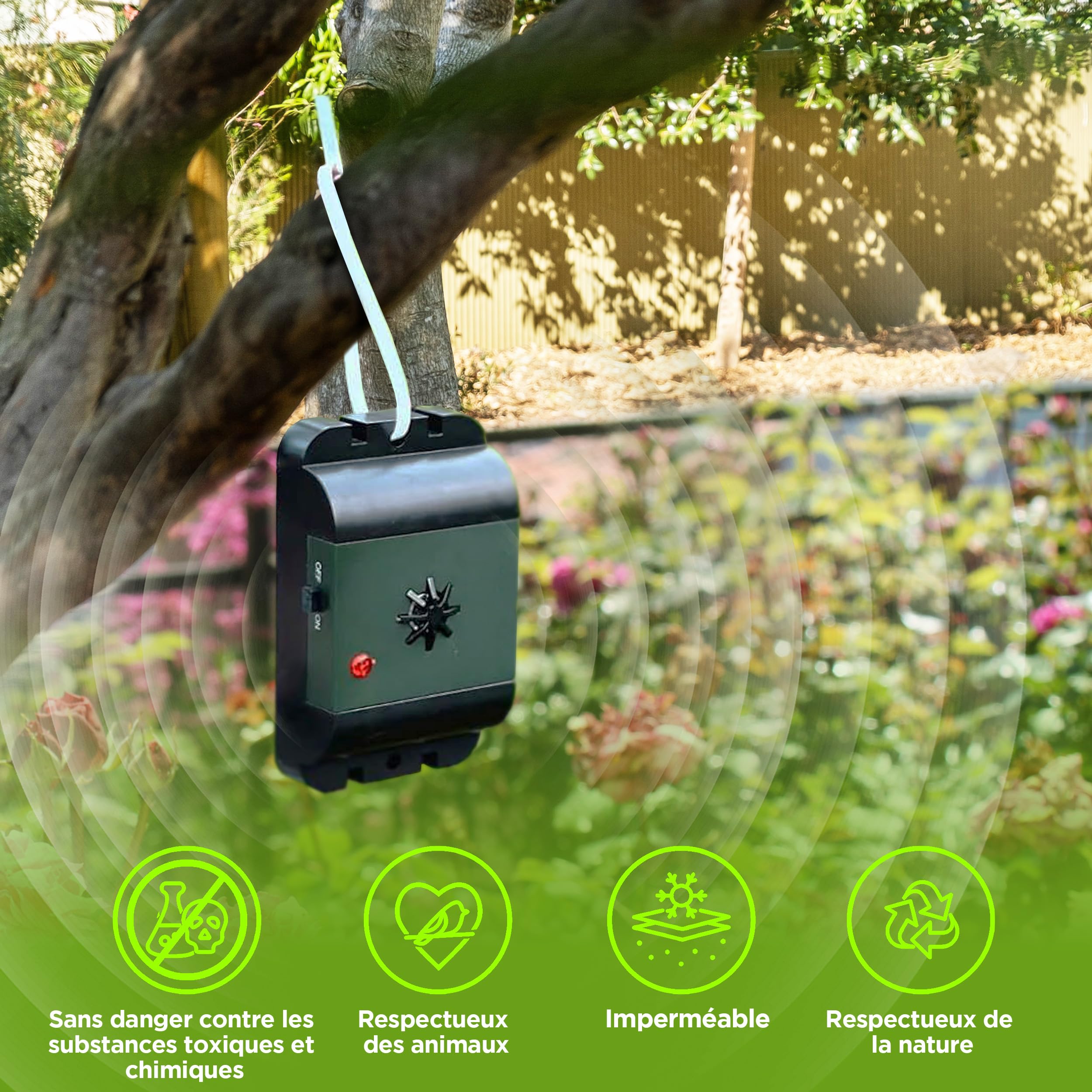 ISOTRONIC Répulsif ultrasons Oiseaux et Pigeons – À Piles pour Balcon, Toit et Jardin – Éloigne moineaux, goélands et Corbeaux – Portée 40 m² – Lot de 2 unités pour Une Protection Efficace et Mobile
