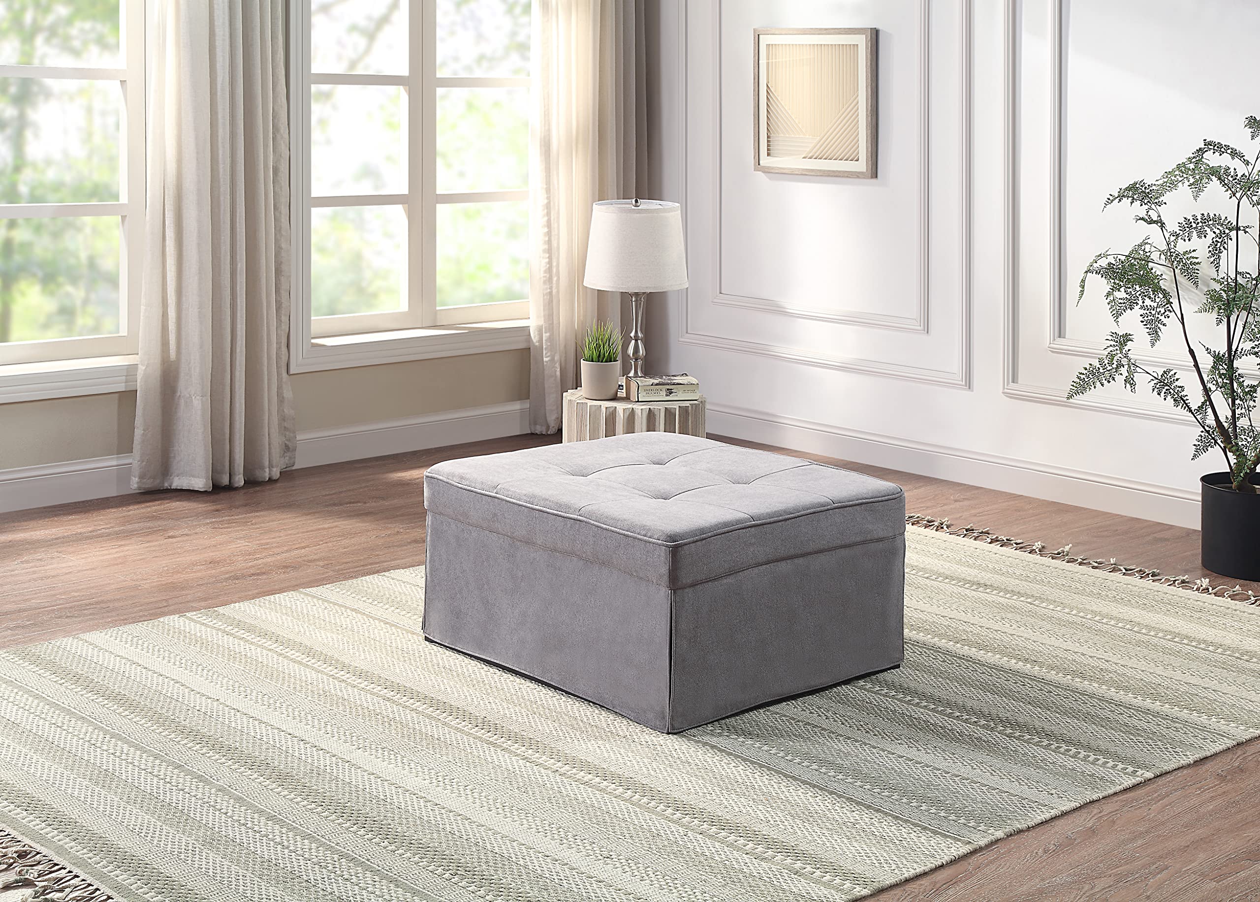 Atlantic Home Collection Sessel, Liege, Hocker Finn, Polyester, Grau, BxTxH: 80cm x 72cm x 43cm