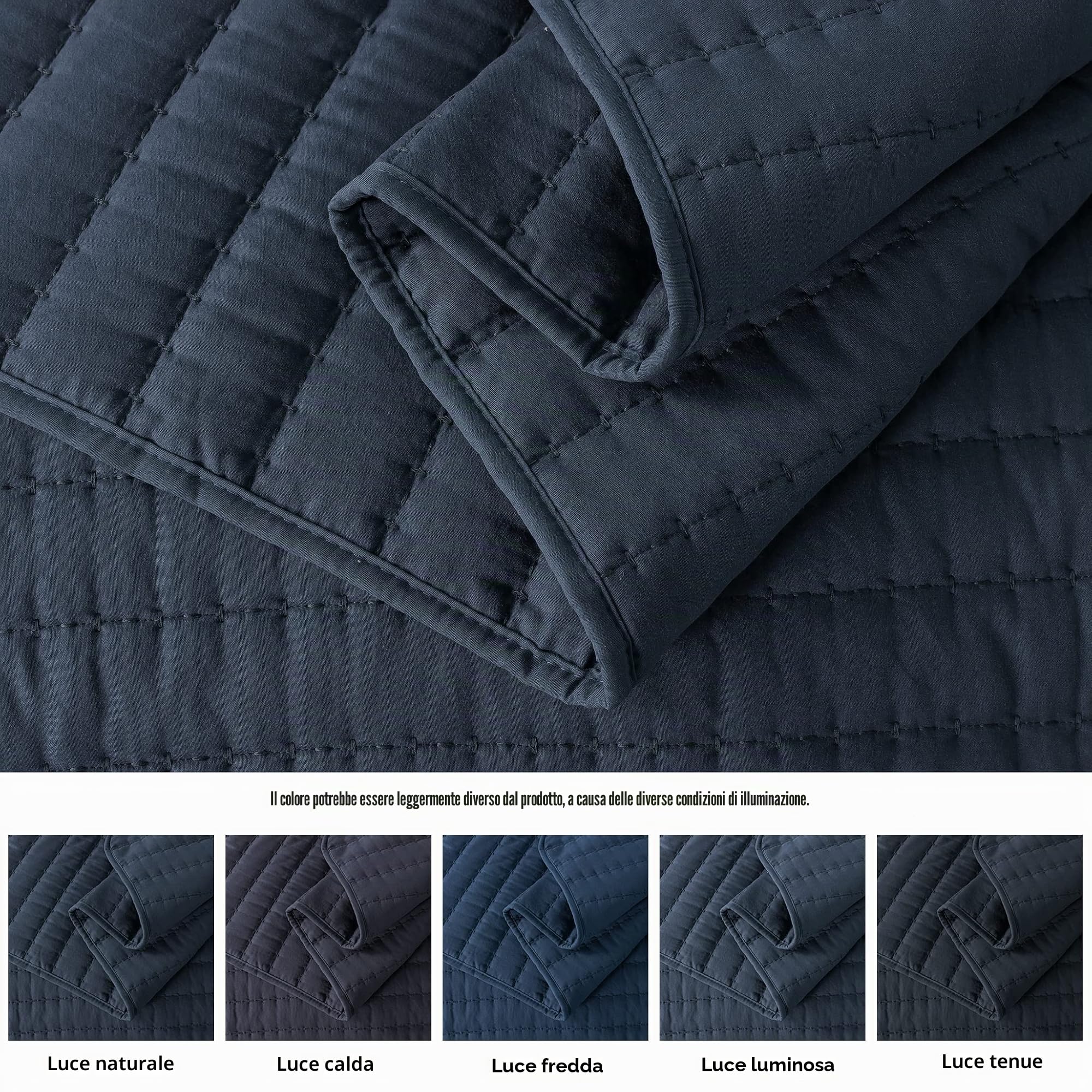 R.SHARE Copriletto Matrimoniale Estivo 300 × 270 cm, Blu Trapunta Matrimoniale Primaverile, 100% Microfibra Trapuntato, Coperta Divano Giorno Ultra Morbida, OEKO TEX(senza federa)