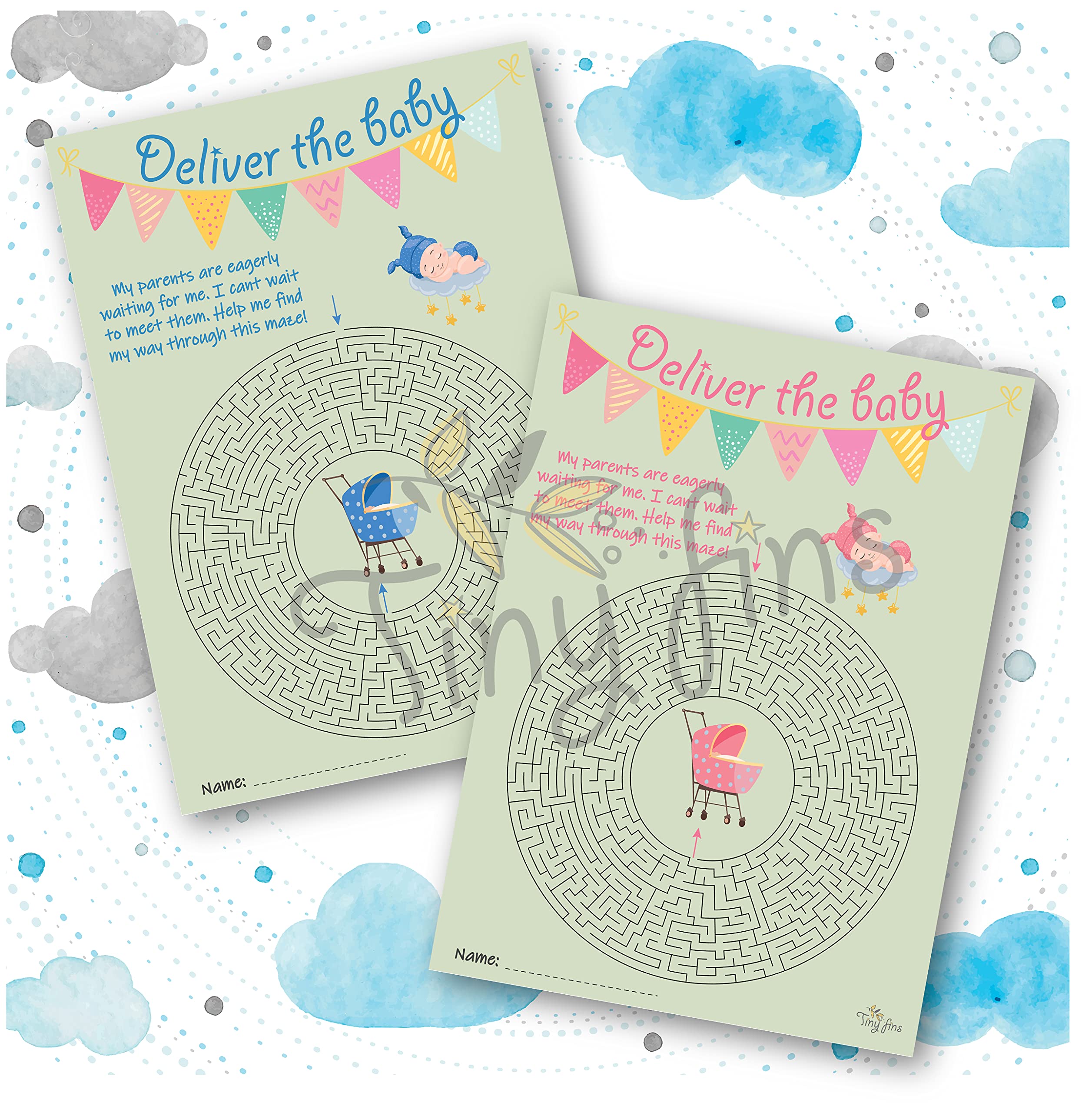 Baby Shower Game Maze Puzzle - Deliver The Baby, a Fun Game by TinyFins (B09GYBBV3Z) Amazon Price History, Amazon Price Tracker