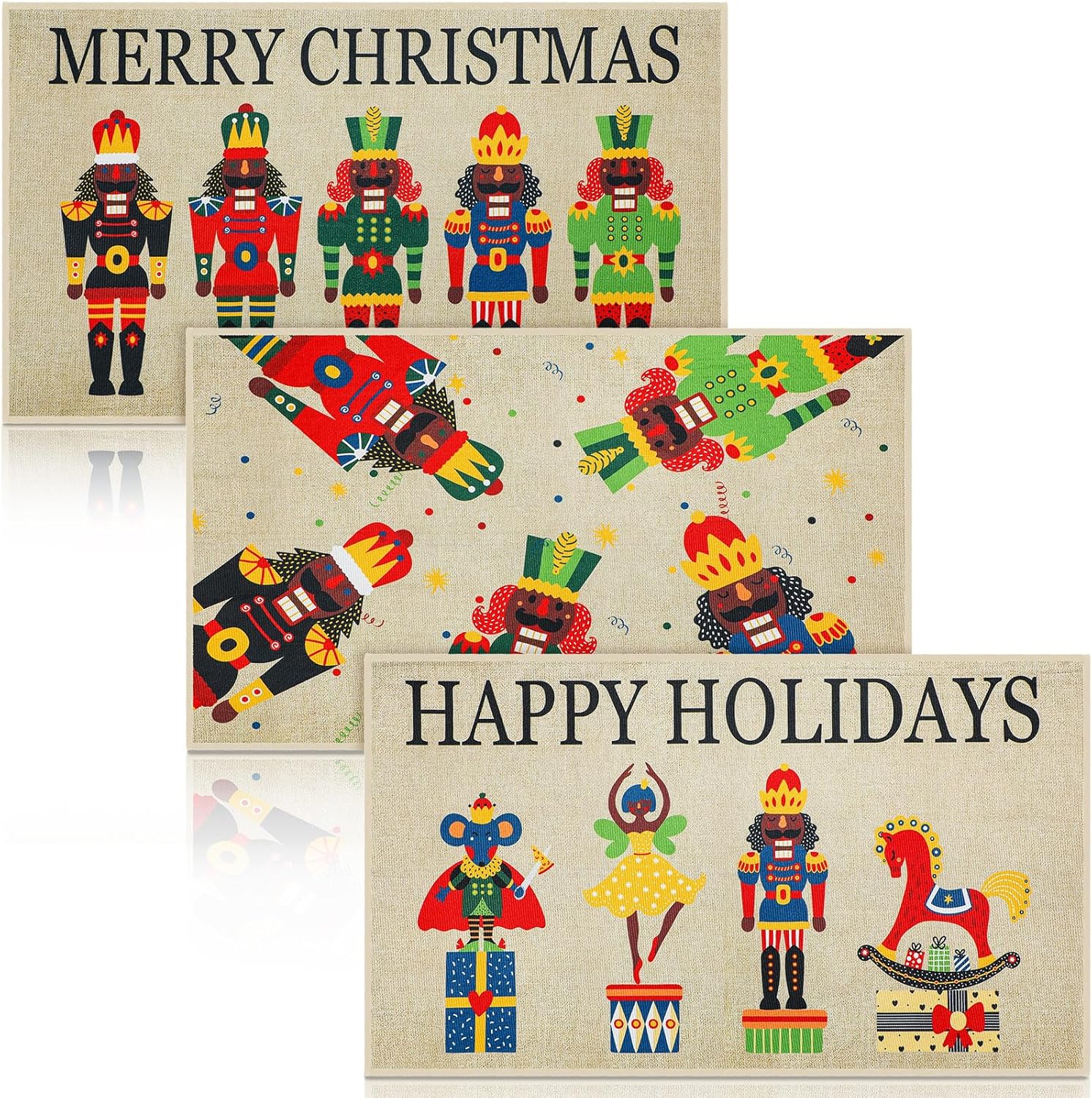 Sliner 3 Pieces 29 x 17 Inch Christmas Door Mat Washable