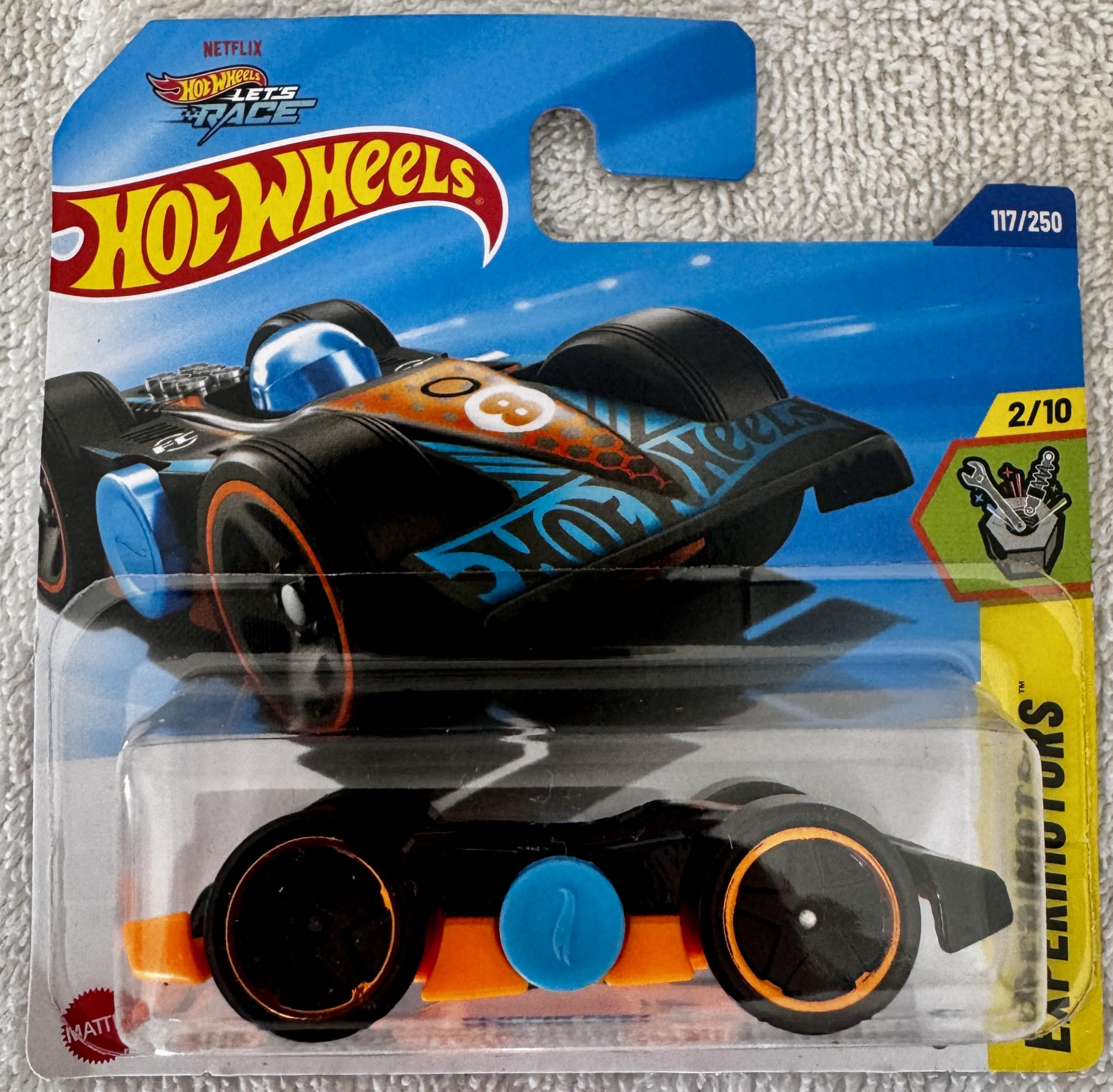 Hot Wheels Flippin Fast [Black & Orange], Experimotors 2/10, 117/250, 1:64 Scale Diecast Car
