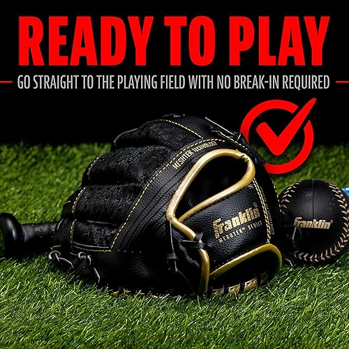 Miniatura 4 de Franklin Sports - Juego de guantes y pelotas de teeball - Meshtek Guantes de teeball y béisbol, espuma - 9.5 pulgadas