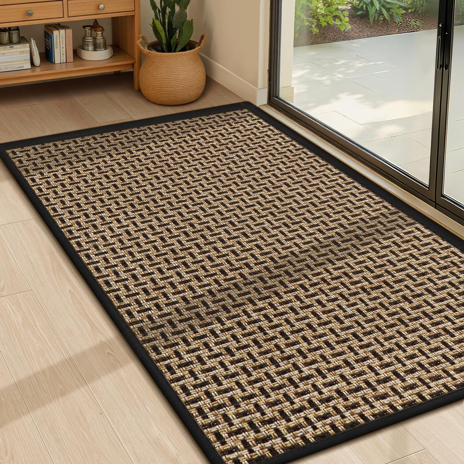 LEKEEPGO Tapis Entree Interieur 60x90cm, Paillasson Interieur Entree, Tapis de Sol Absorbant Lavable, Tapis Chambre Antidérapant, Tapis d'Entrée Fin pour Entrée, Couloir, Cuisine, Noir