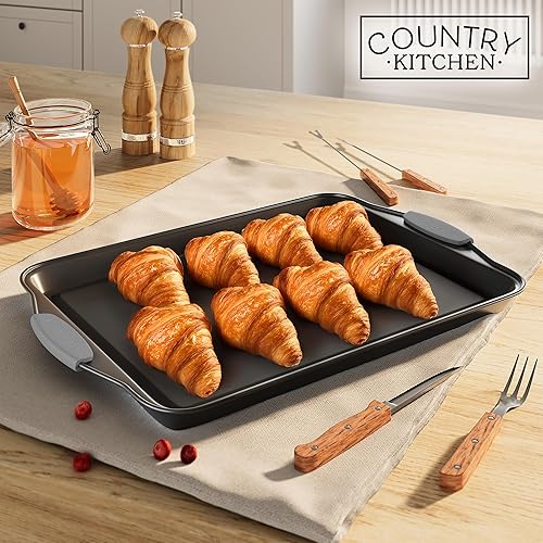 Miniatura 127 de Country Kitchen Juego de utensilios para hornear apilables antiadherentes, resistentes, duraderos, de fácil liberación, color rojo, 10