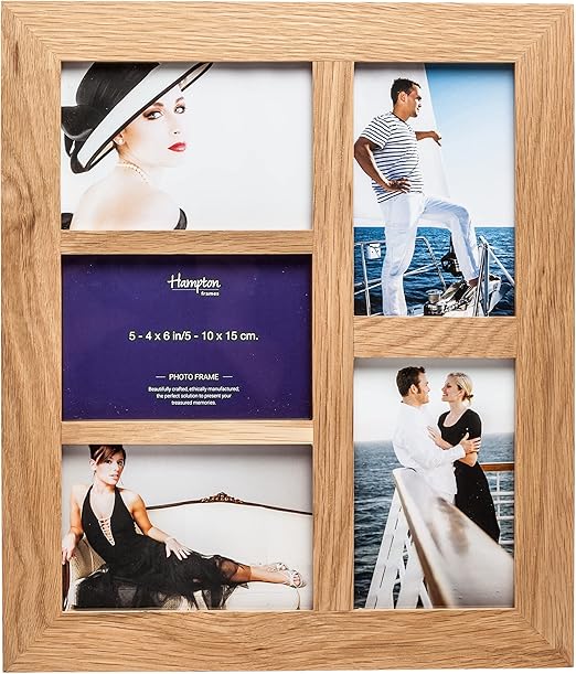 Hampton Frames NEW ENGLAND 5 Aperture 4x6 (10x15cm) Natural Oak Multi