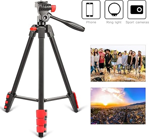 Miniatura 6 de ZOMEI T90 - Trípode ligero profesional con control remoto con soporte para teléfono para cámara Gopro Smartphone (ZOMEi T90 rojo)