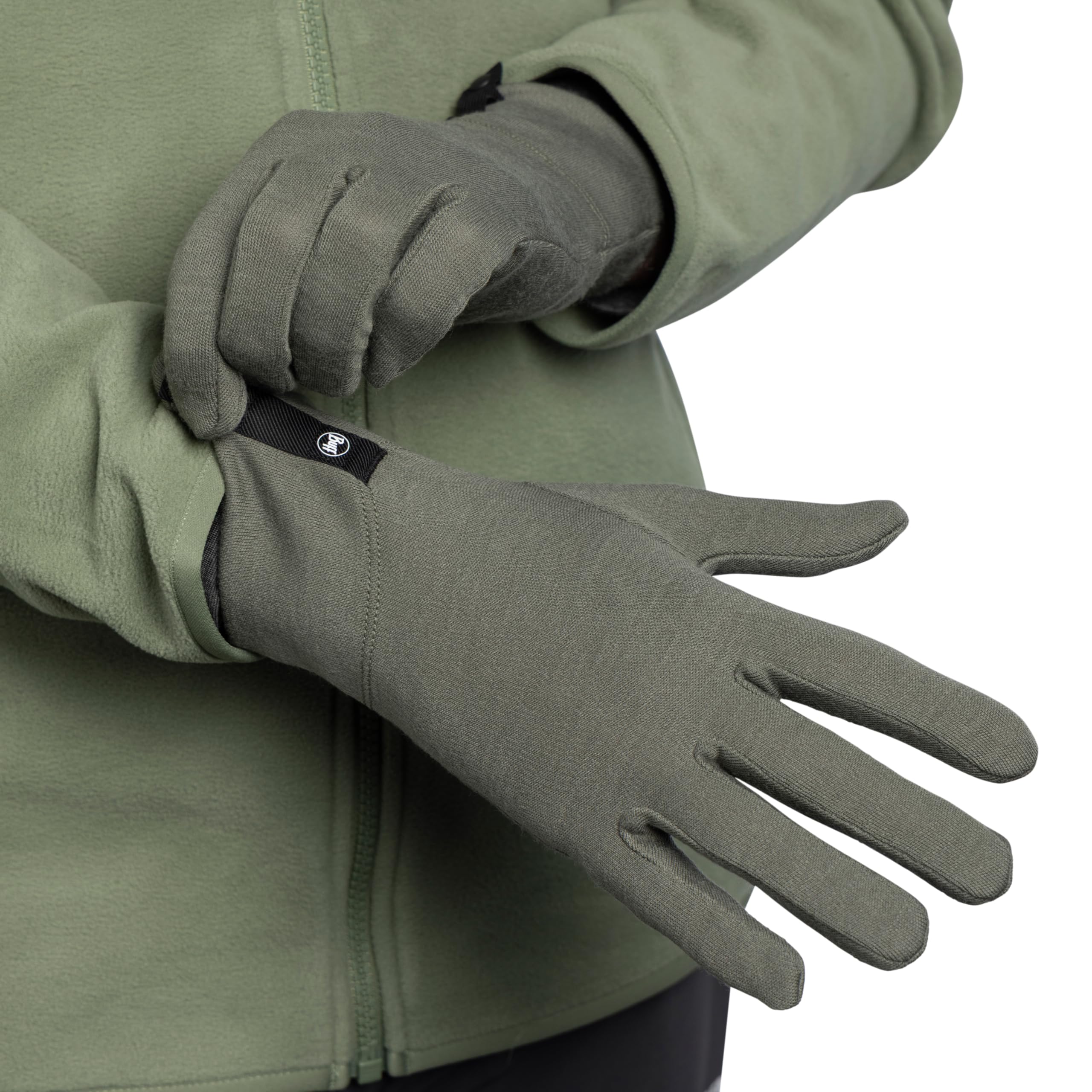 Buff| Guantes Merino Midweight Bufanda Multifuncional 100% Lana Merino, Senderismo, Aire Libre, Sostenible, Ligera Hombre Mujer L Verde