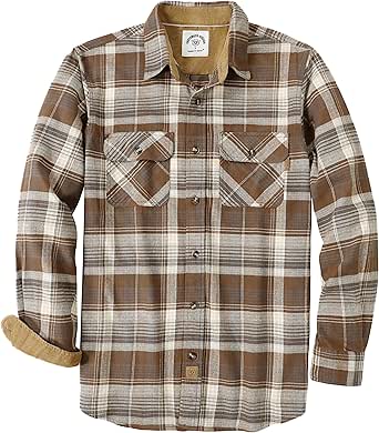 Dubinik Mens Flannel Shirt Long Sleeve Button Down Plaid All Cotton Soft Brushed Flannel Shirt for Men Utility Casual Shirt