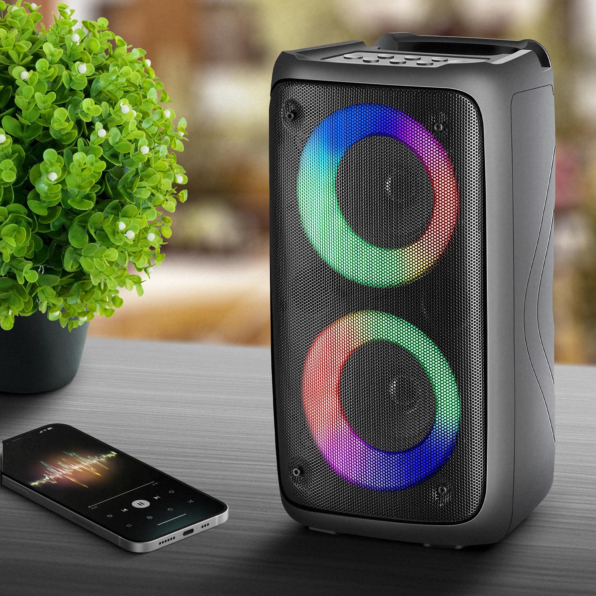 DEFENDER Altavoz Boomer 20 Bluetooth de 20 W de luz/BT/FM/USB/AUX/MIC