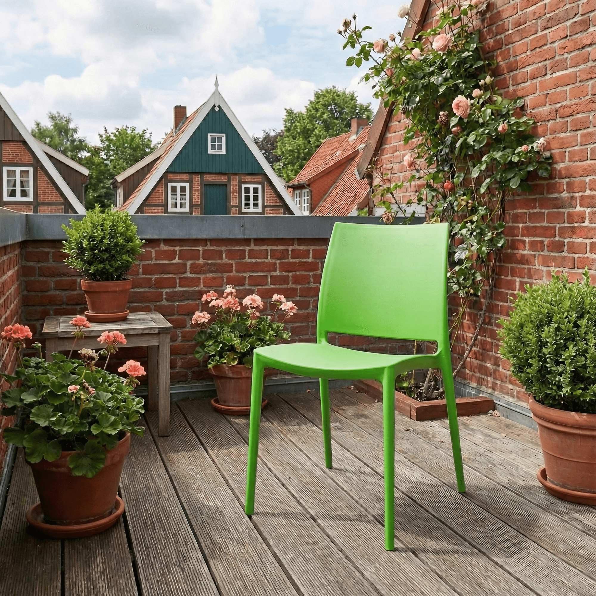 CLP Sedia da giardino impilabile e resistente alle intemperie Meton, sedia con schienale resistente ai raggi UV, in polipropilene fino a 150 kg Colore:verde