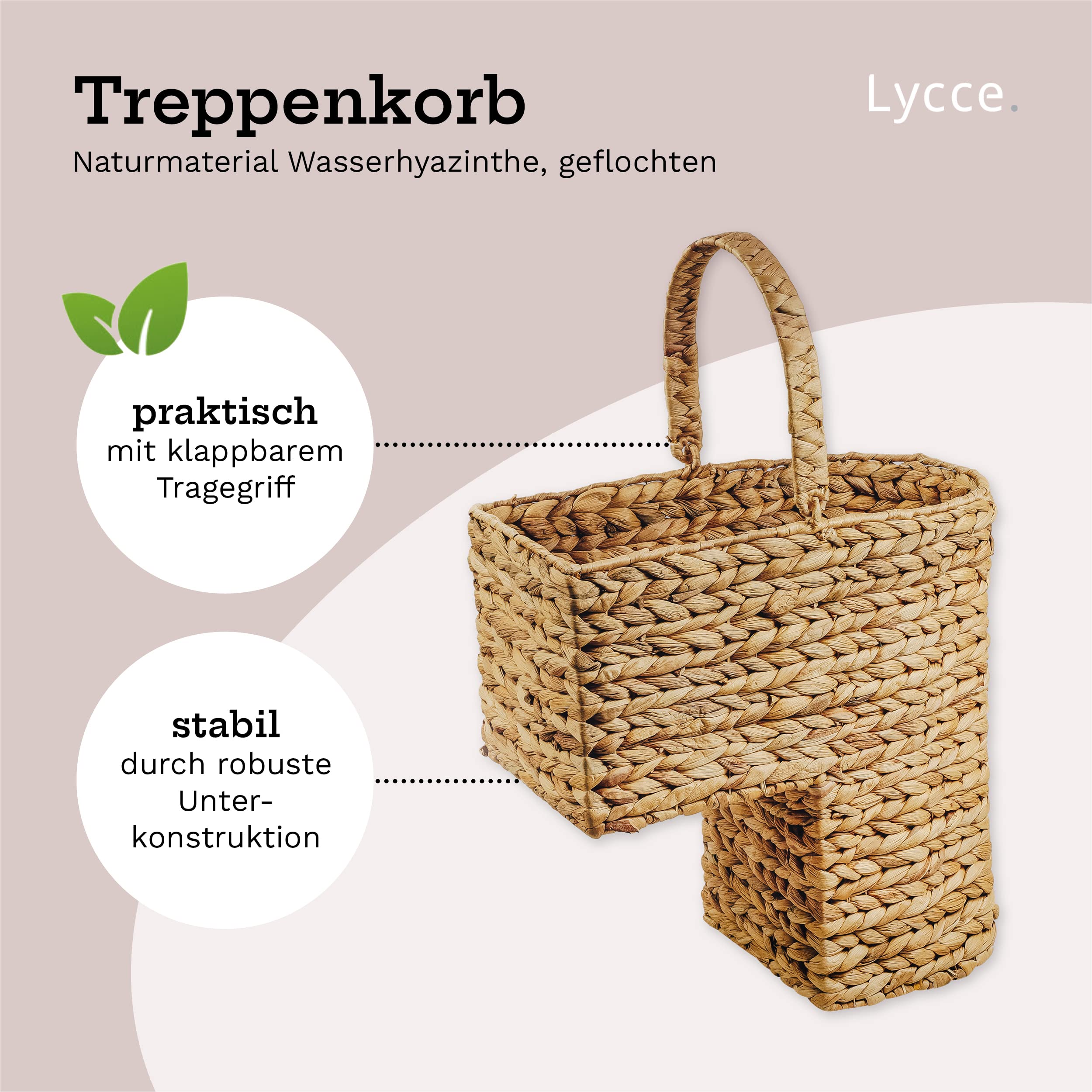 Lycce Panier, marron, jacinthe d'eau, en forme de L, 40 cm x 40 cm x 60 cm