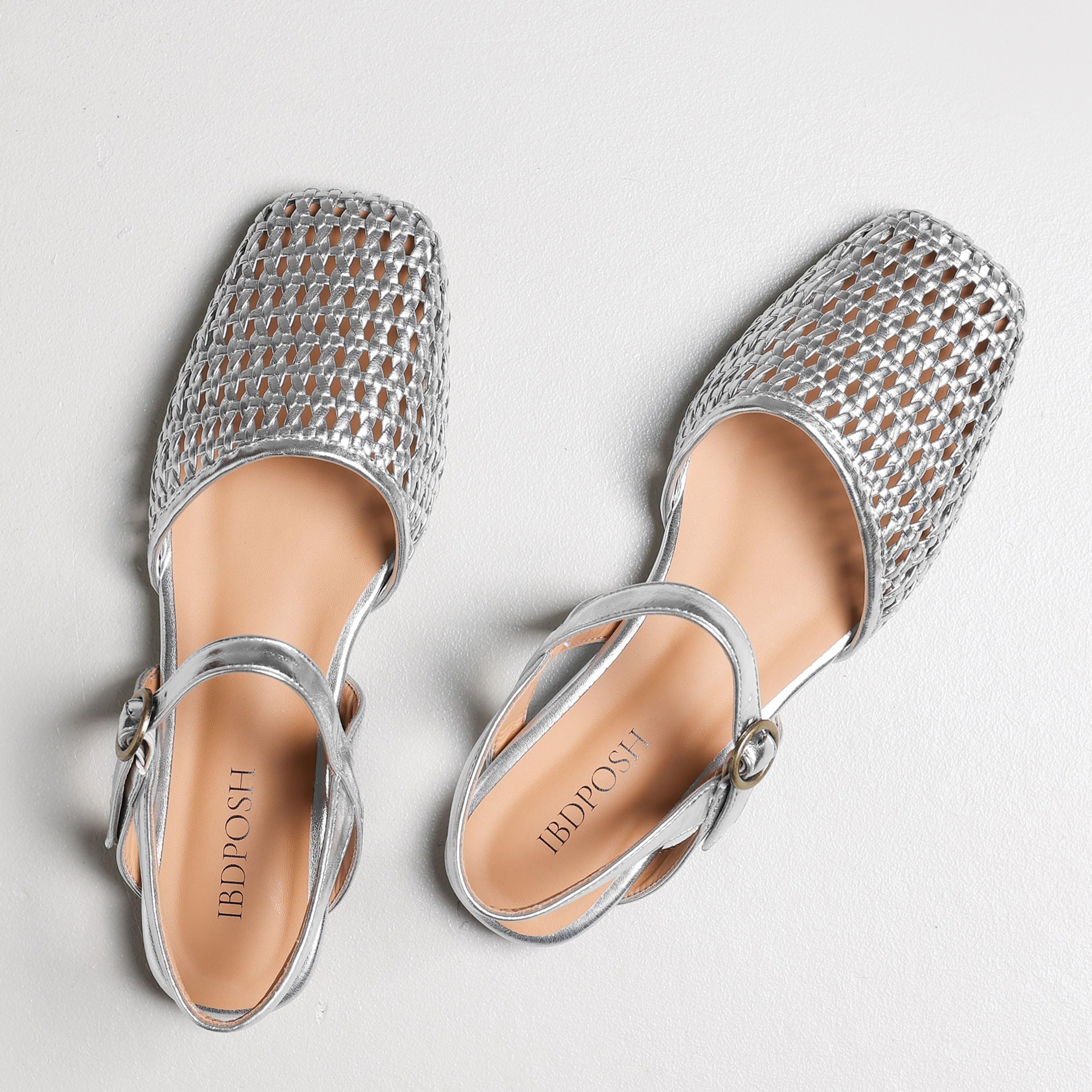 Sandalias planas tejidas para mujer, puntera cerrada, puntera cuadrada, correa de tobillo, cierre de hebilla, cómodas, transpirables, informales, elegantes, zapatos Huarache