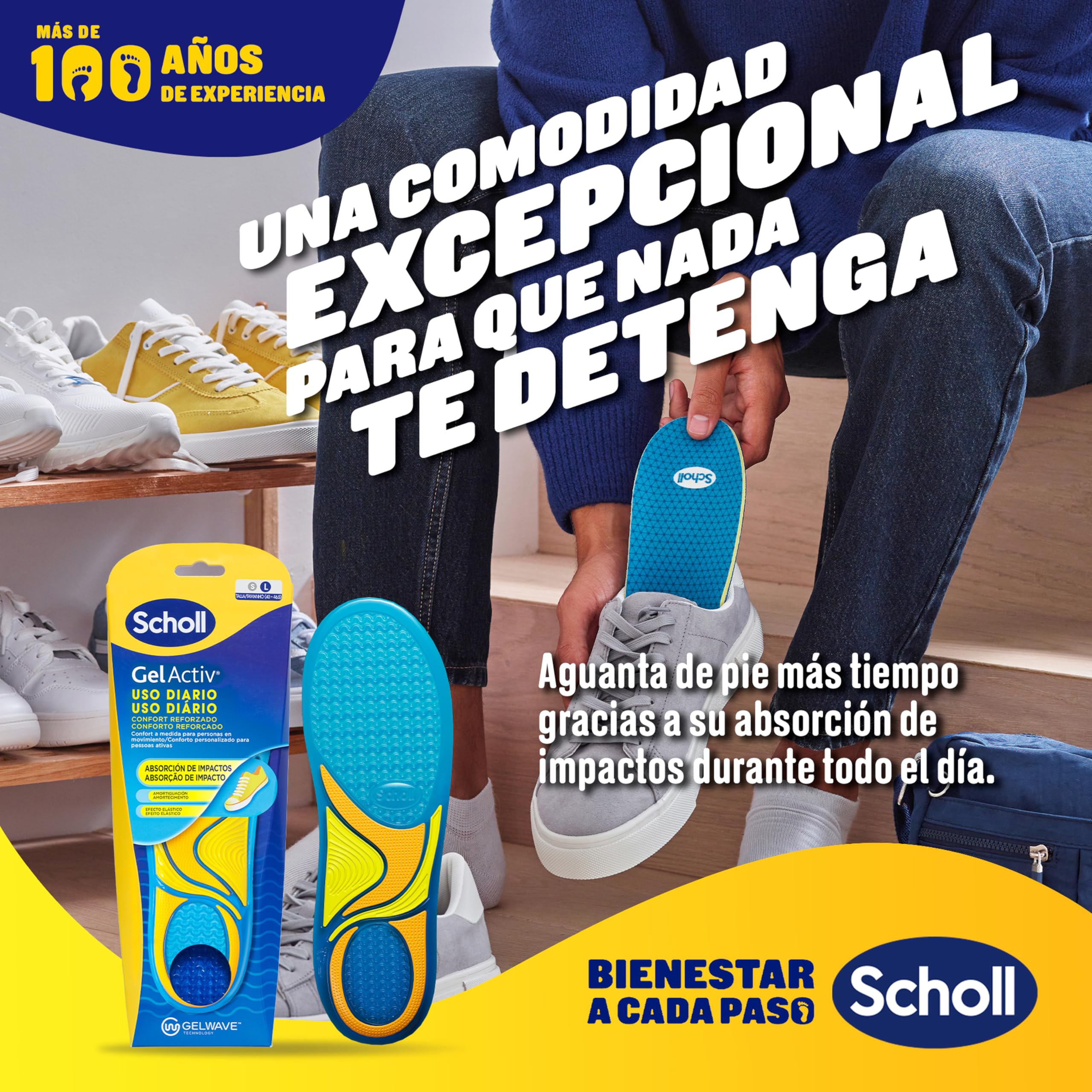 Scholl GelActiv Plantillas de Gel con Memory Foam Antifatiga Hombre Talla 40-46.5