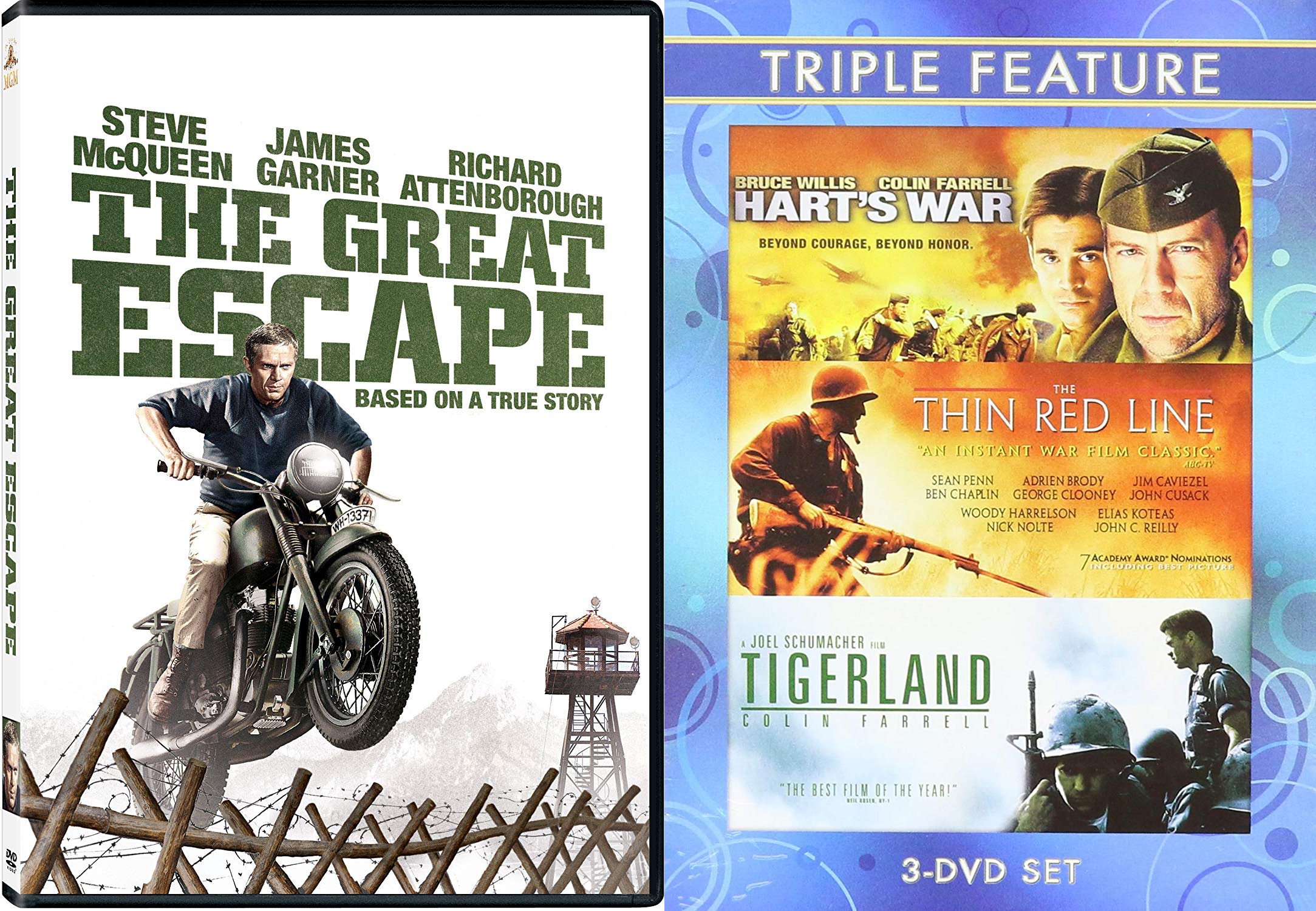 World War II Classics 4-Movie Collection - Great Escape Harts War Thin Red Line Tigerland 4-DVD Bundle