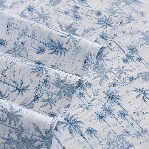 Miniatura 3 de Tommy Bahama - Juego de ropa de cama de percal de algodón supersuave con fundas de almohada a juego, frescas, esenciales para la habitación (azul