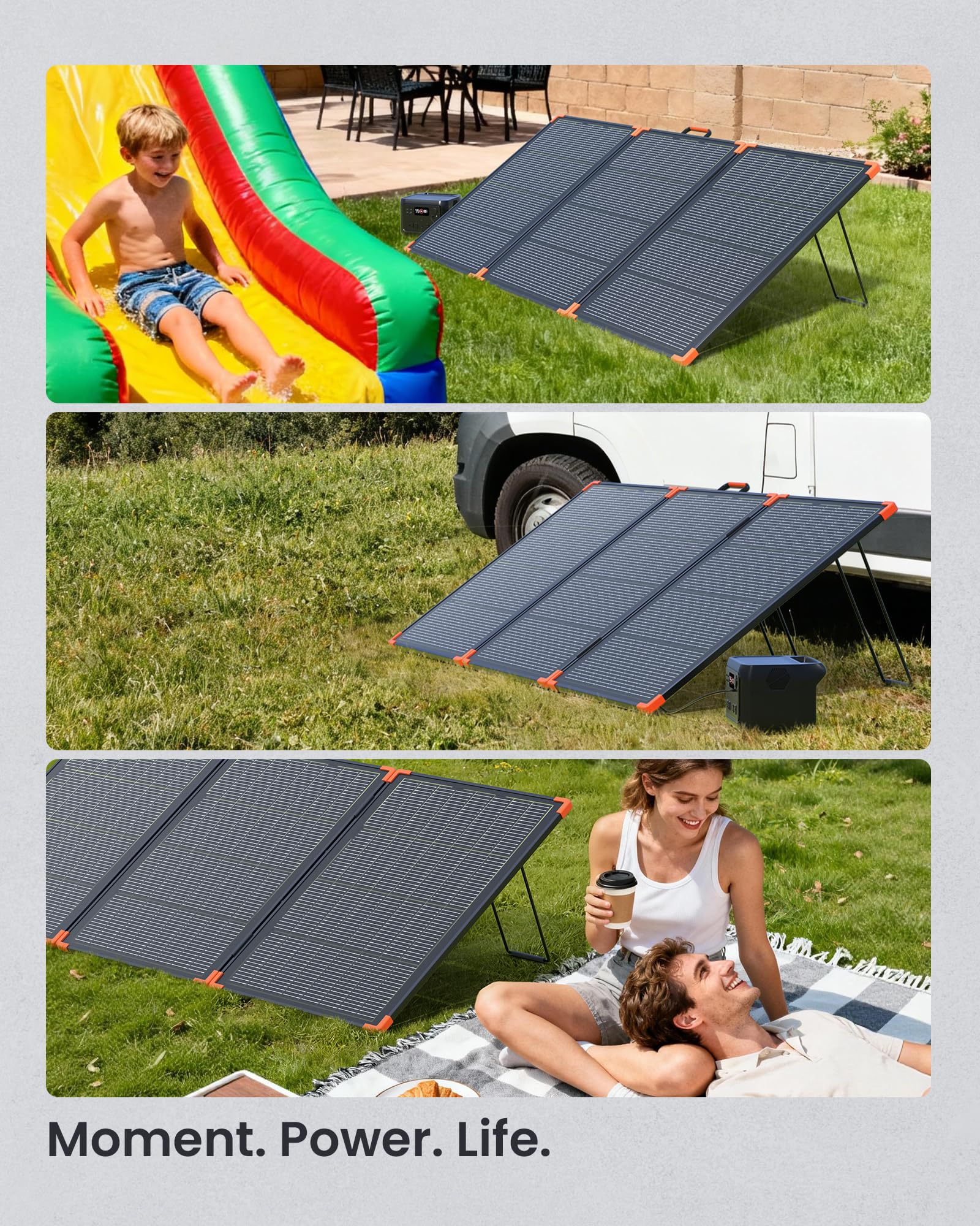 ZOUPW Panel solar portátil bifacial de 230 W, tipo N 16BB 25% de eficiencia, cargador solar plegable con diodos de derivación para EcoFlow Delta/Bluetti/Anker C1000, IP68 impermeable para RV fuera de