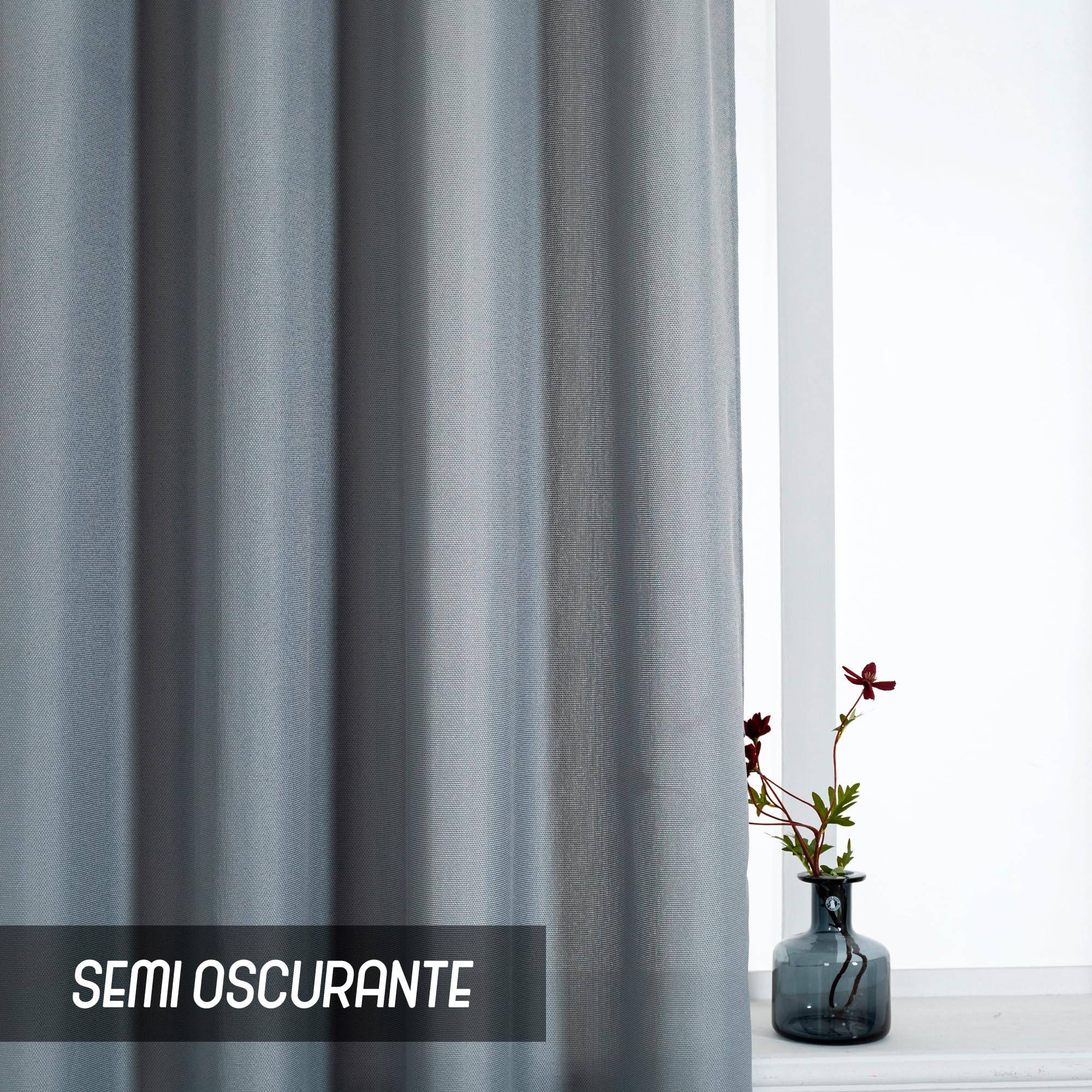 GIRASOLE Paire Rideaux Semi-Opaques Unis - 70 X 150 Cm Crème, Salon Chambre Balcon