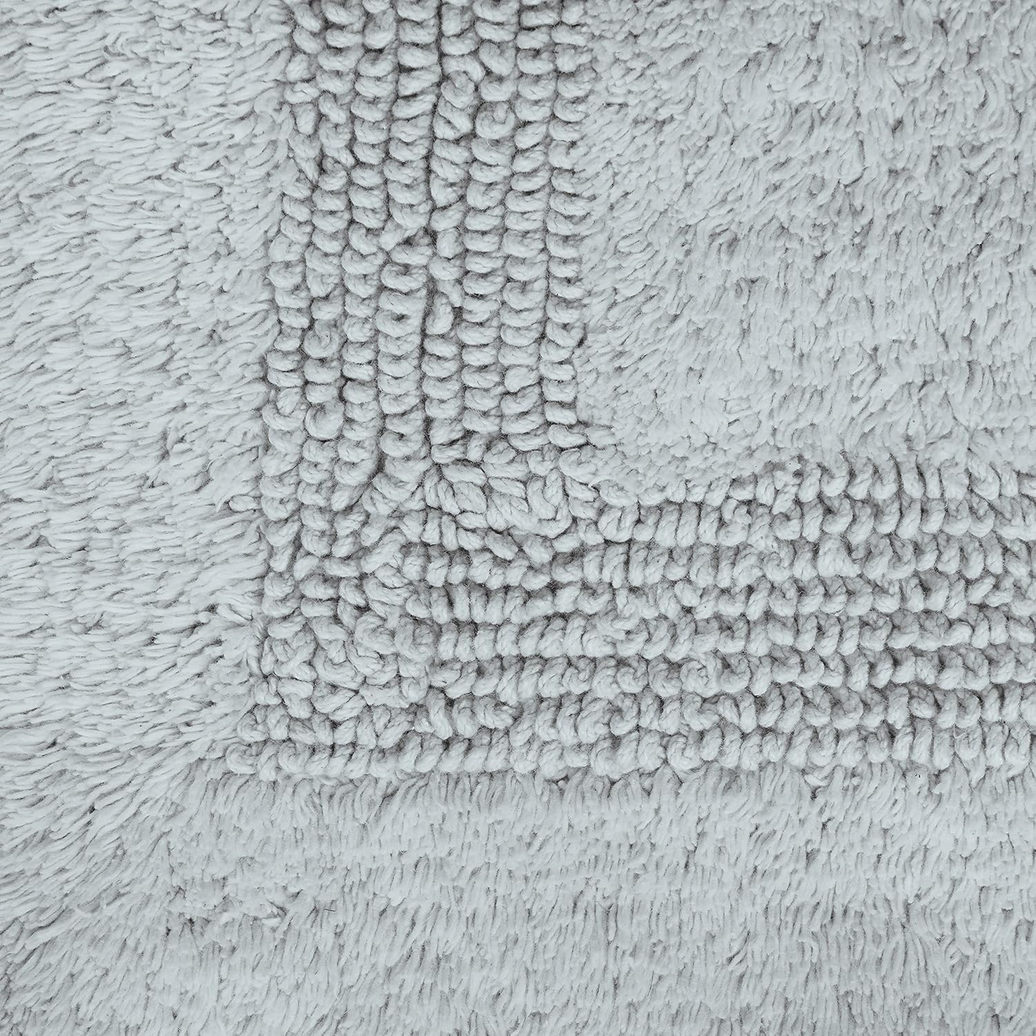 Fabstyles 100% Cotton Luxury Reversible Bath Rug | Ultra Absorbent Machine Washable Mat for Bathrooms/Showers, 24"x60" Silver