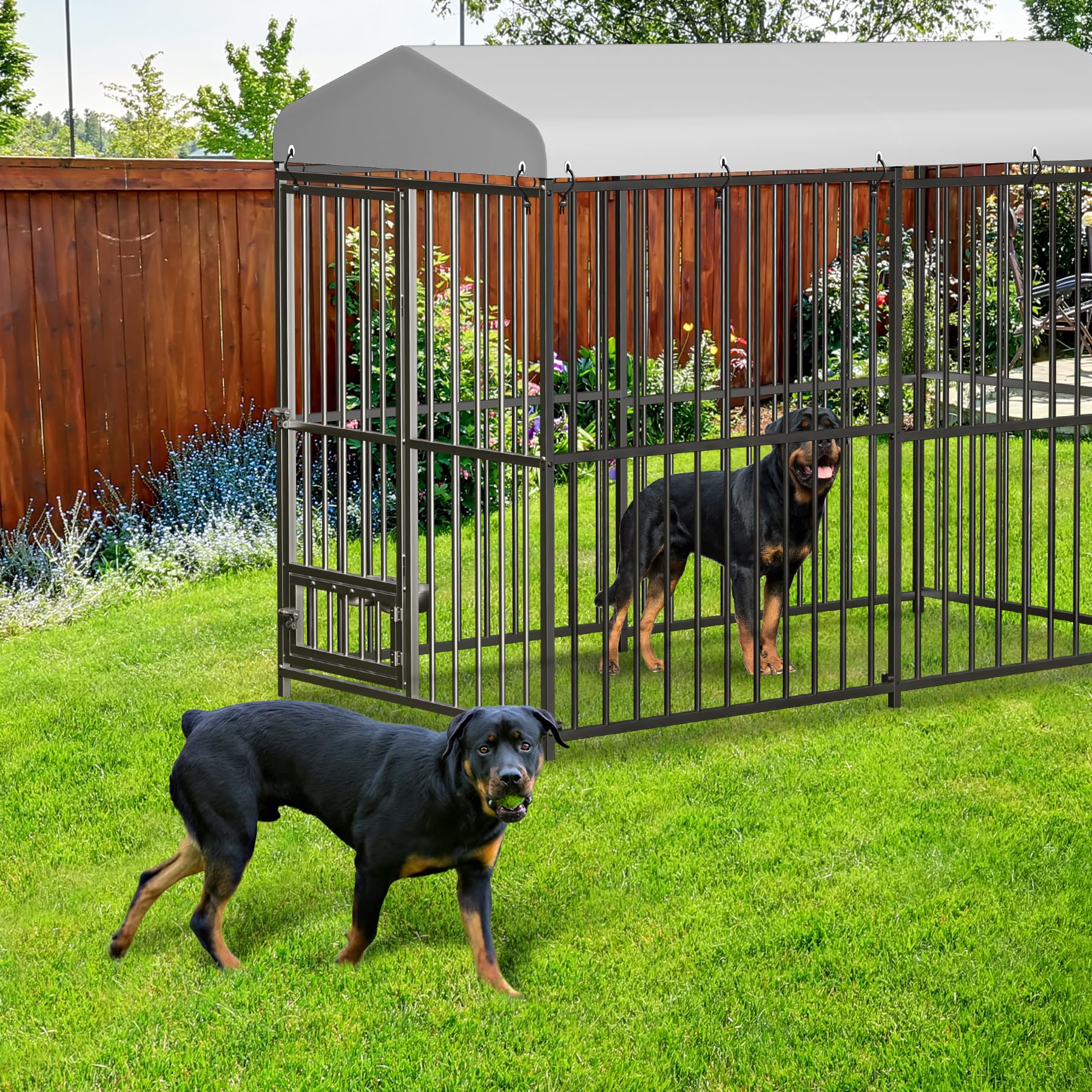 Condition photo showing New/Like New for garvee 8x4x6 ft large dog kennel outside heavy-duty outdoor dog cage with roof and double lock, enclosures with uv-resistant all weather resistant walk-in pet playpen