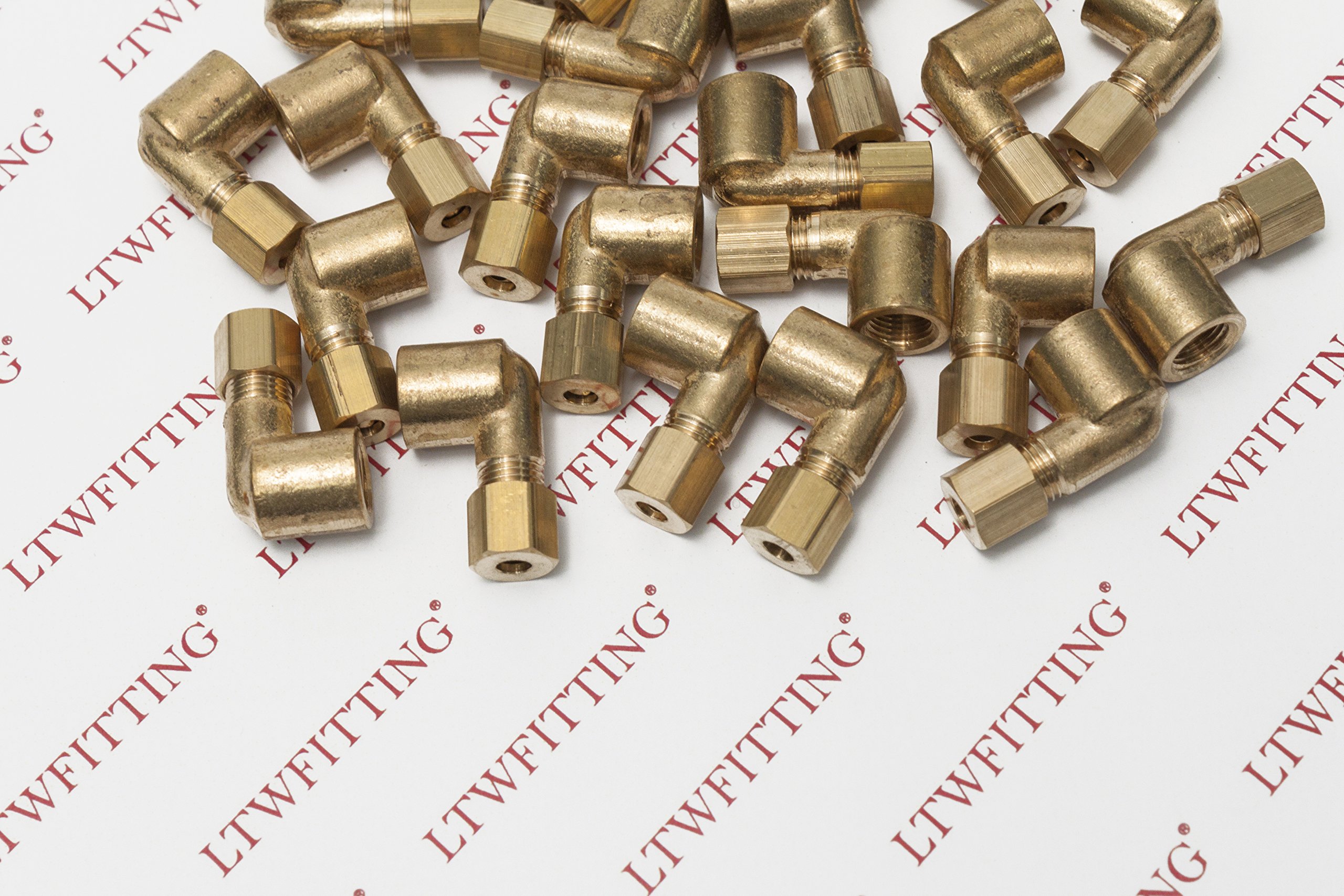 LTWFITTING 3/16-Inch OD x 1/8-Inch Female NPT 90 Degree Compression Elbow,Brass Compression Fitting(Pack of 300)