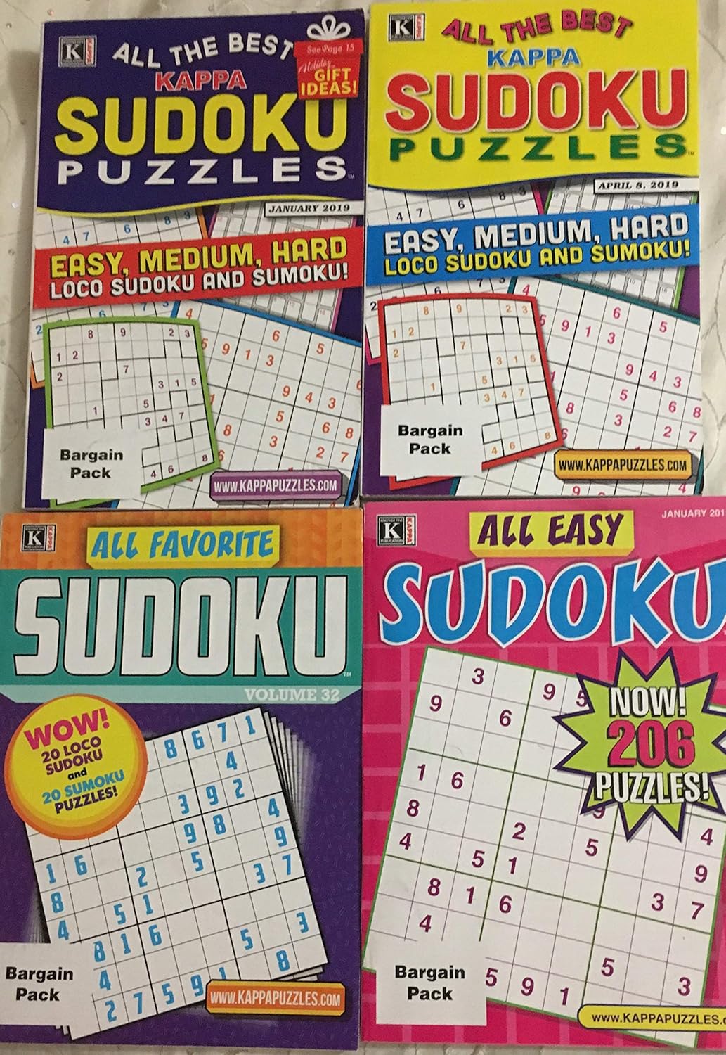 Mixed Lot of (4) Kappa All The Best Favorite Easy Sudoku Puzzles Puzzle
