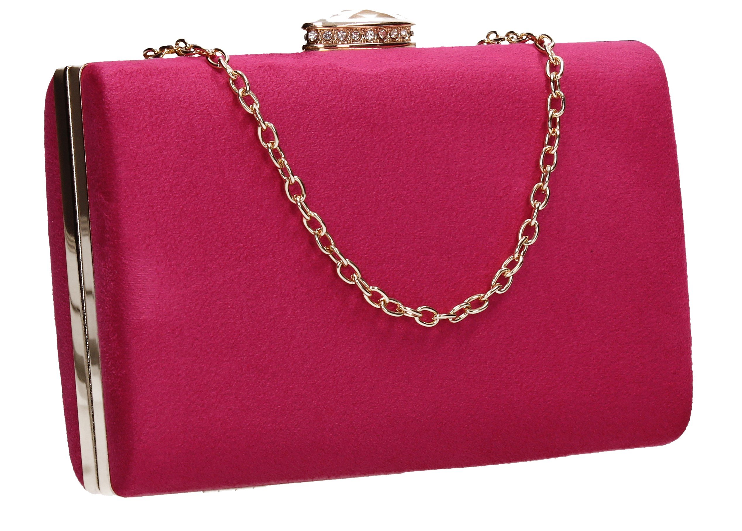 SwankySwans Surrey Suedette Velvet Womens Elegant Ladies Party Prom Wedding Bridal Box Clutch Bags (Fuschia Pink)