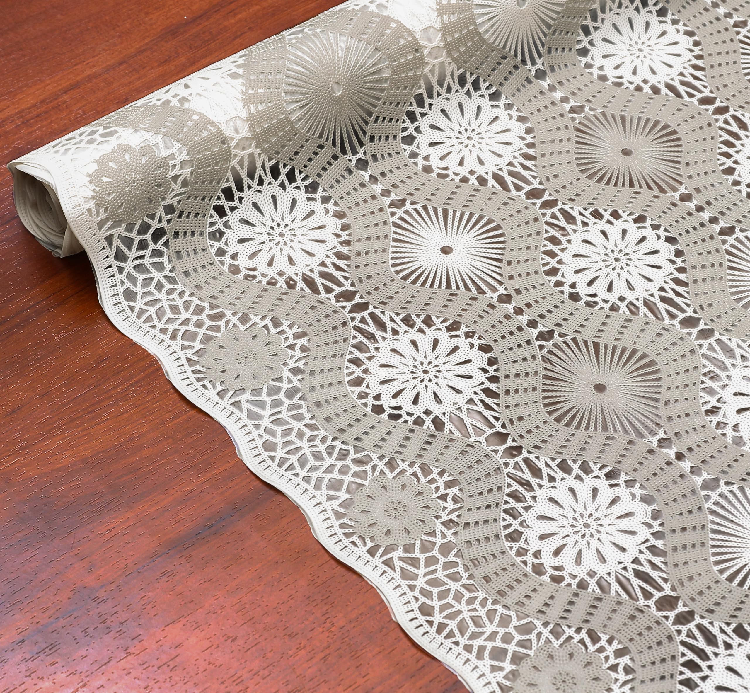 Yellow Weaves PVC Kitchen Mat Fridge Mats 50 cm X 5 Meters Anti Slip Roll, Shelf Liners Sheet for Kitchen, Shelves, Cabinet, Drawer, Wardrobe, Refrigerator, Table (Circular Floral Beige)-image-48