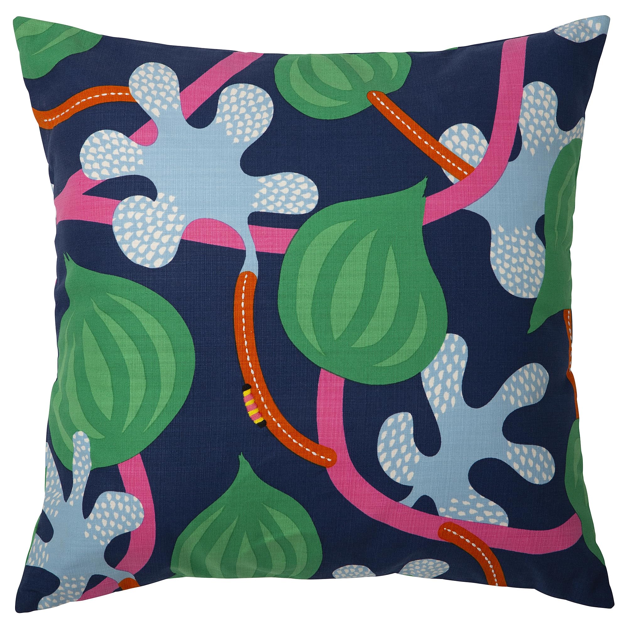 Housse de coussin bleu foncé MÄVINN motif floral 50 x 50 cm