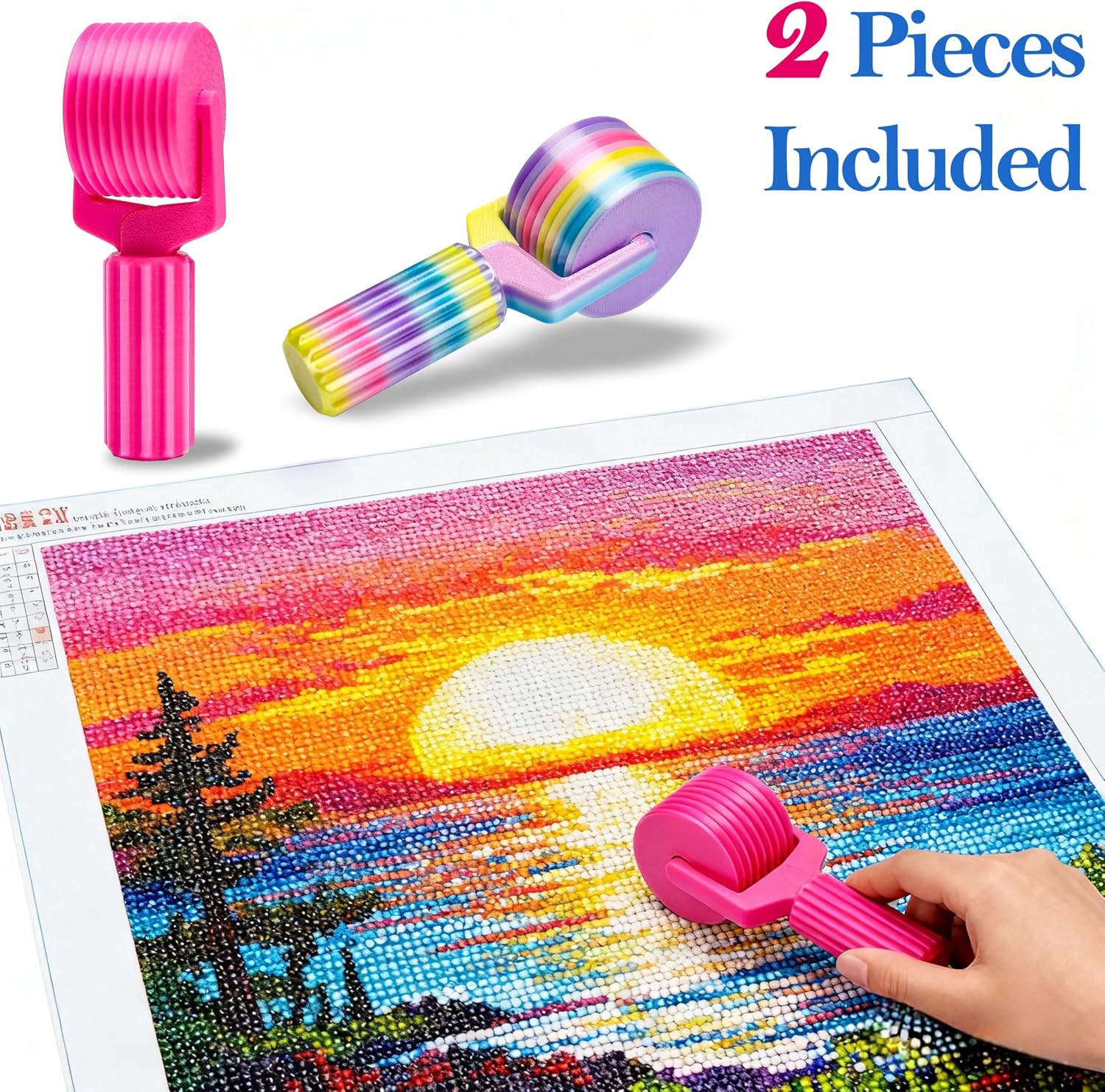 Aurehen New Diamond Painting Roller Tool, 2-Piece Seamless Rhinestone Art Acrylic Roller for Flattening Diamonds & Crafting, Ergonomic Handle for Effortless DIY Canvas Smoothing image 3