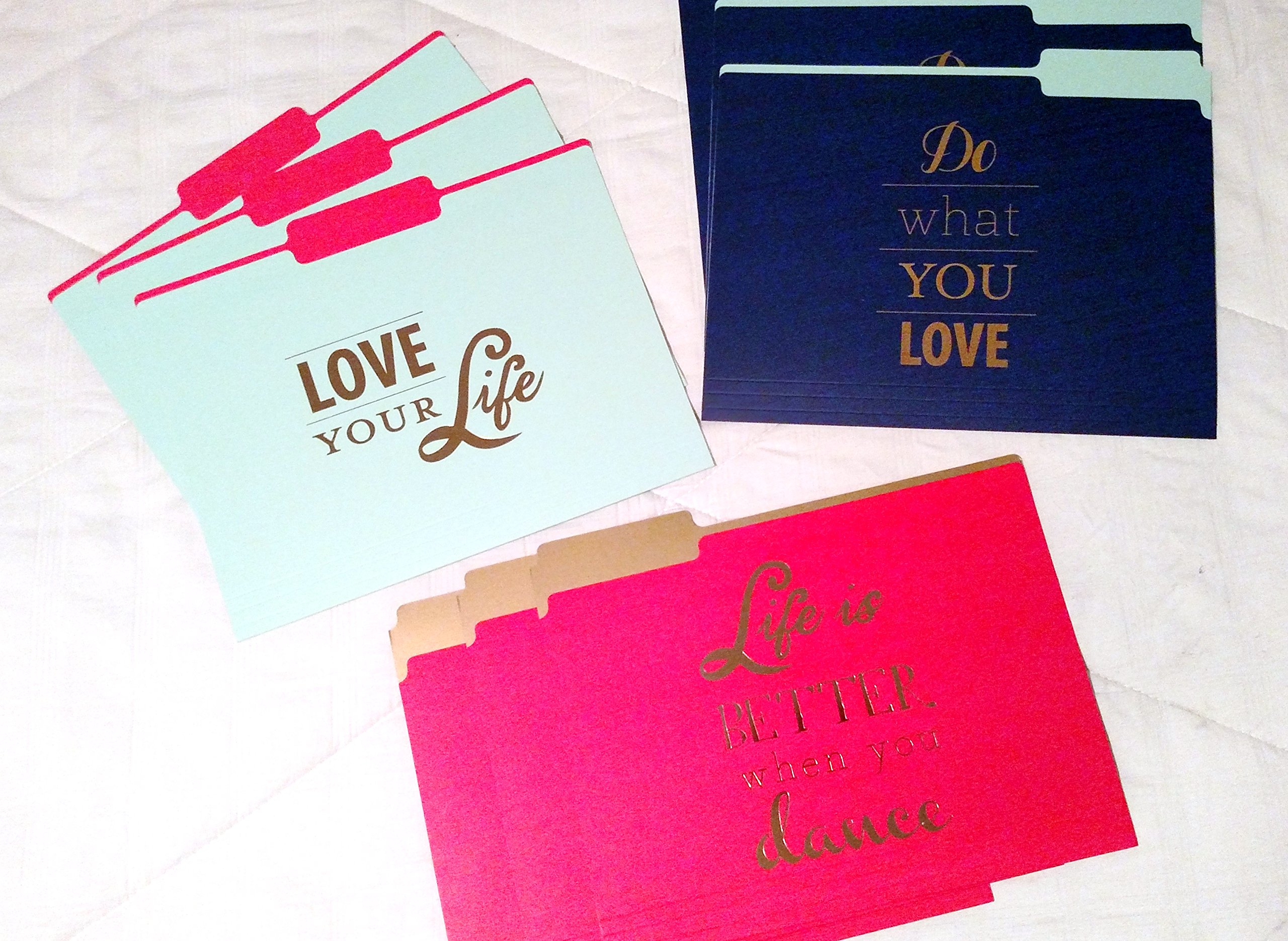 RoobeeFile Folders, Love Your Life, Do What You Love, Life Is Better When You Dance, 9 ct (3 ea design)