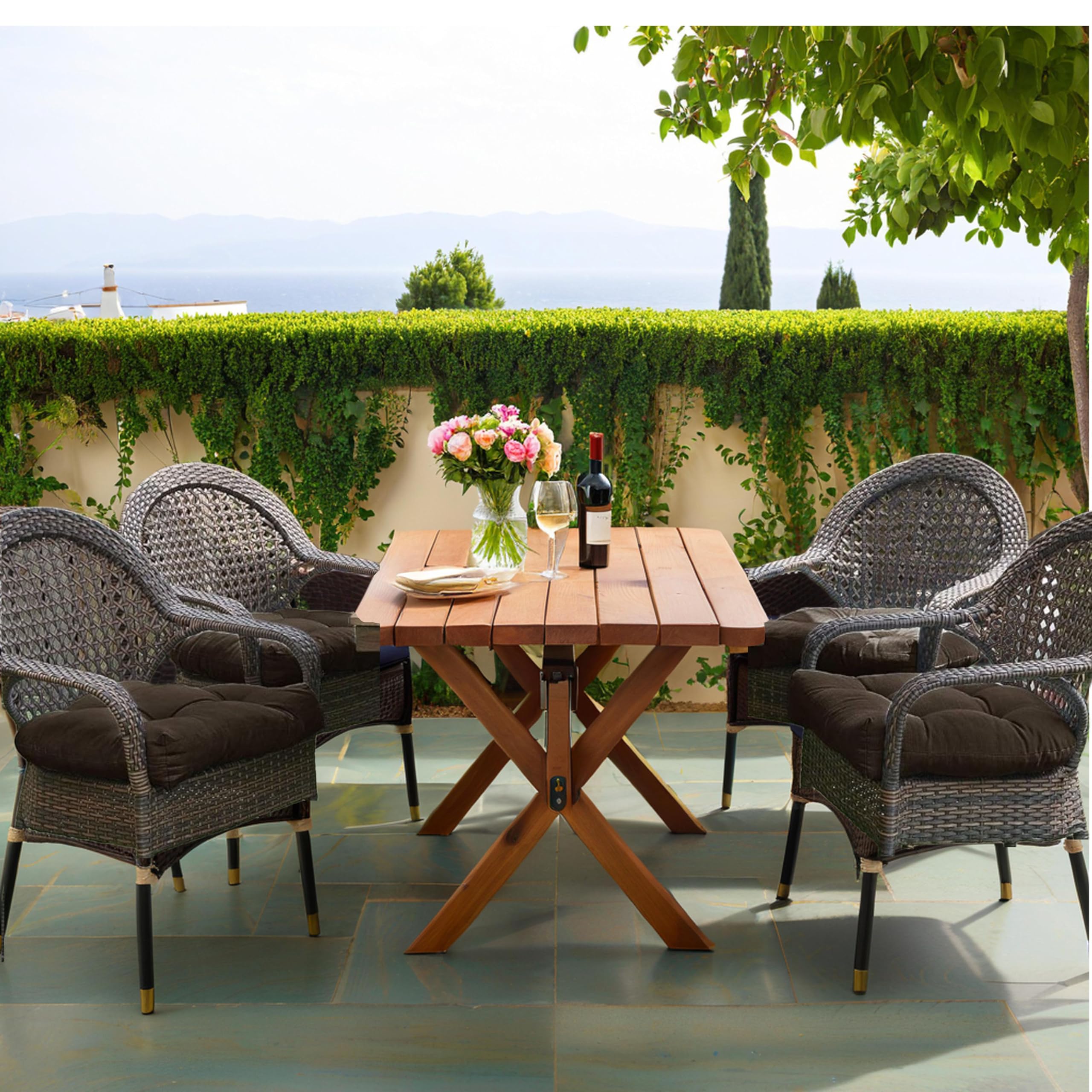Outdoor Stuhlkissen 2er Set Wasserdicht 19x19 Ersatzkissen für Korbstühle 4 Dicke U S Garten Sofa Sitzpolster Tisch Terrasse Kissen
