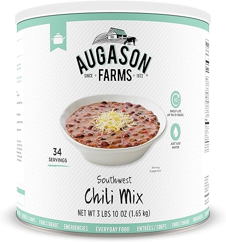 Miniatura 2 de Augason Farms Southwest Chili Mix Peso neto. 3 libras 10 oz (1.65 kg) y suero de leche (sin levadura) Mezcla de galletas 2 libras 15 oz No. 10 lata,
