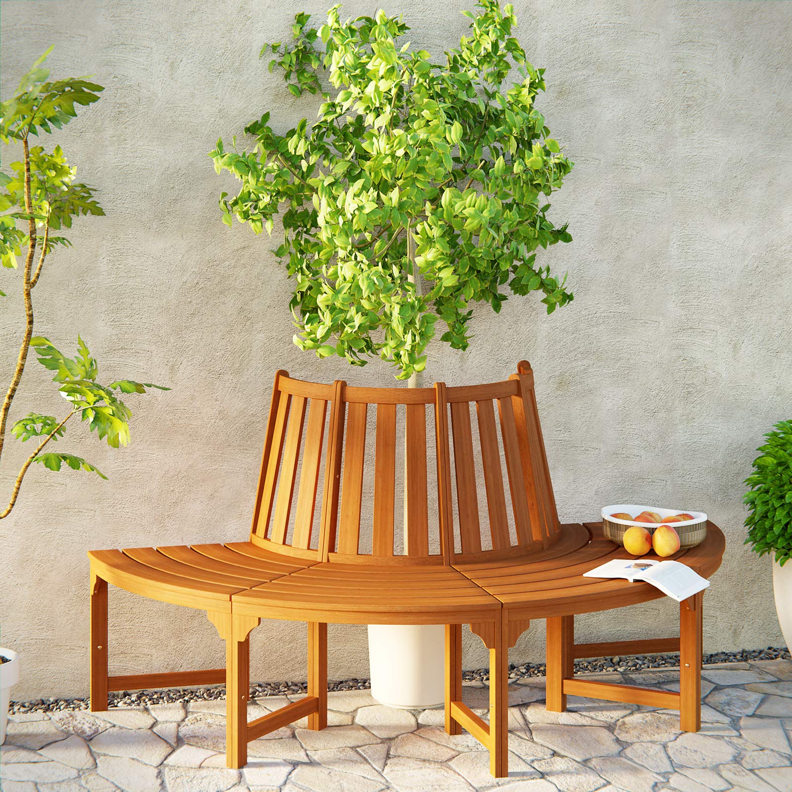 Buy Deuba Casaria Wooden Tree Bench FSC®Certified Eucalyptus Wood