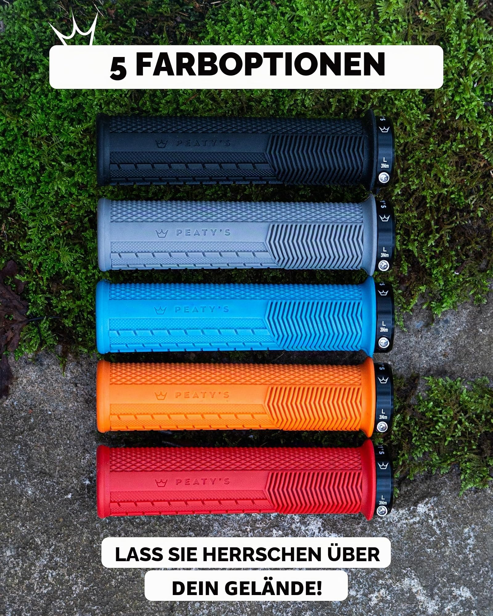 Peaty's Monarch Grips – Rennkontrolle, langlebig, ergonomische Fingerstangen, Komfort-Daumenpolster, ganztägiges Reiten, Allwetter & Gelände, MTB Enduro Downhill E-Bike