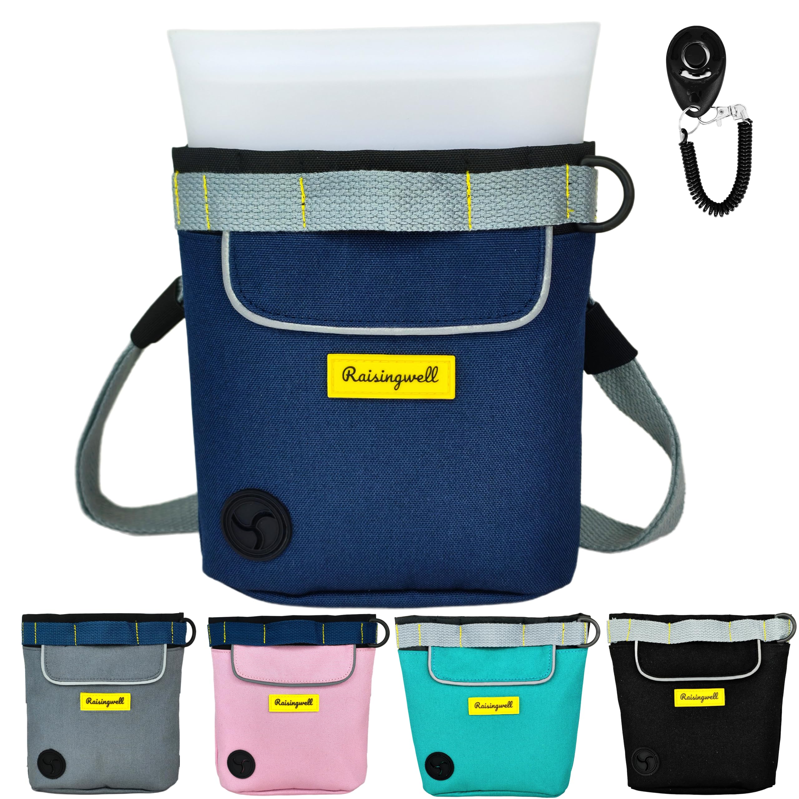 Raisingwell Dog Treat Pouch for Pet Walking and Training with Clicker 2 Cup Silicone Bag Small Fanny Pack Holder for Puppy Snack Dispenser Kit for