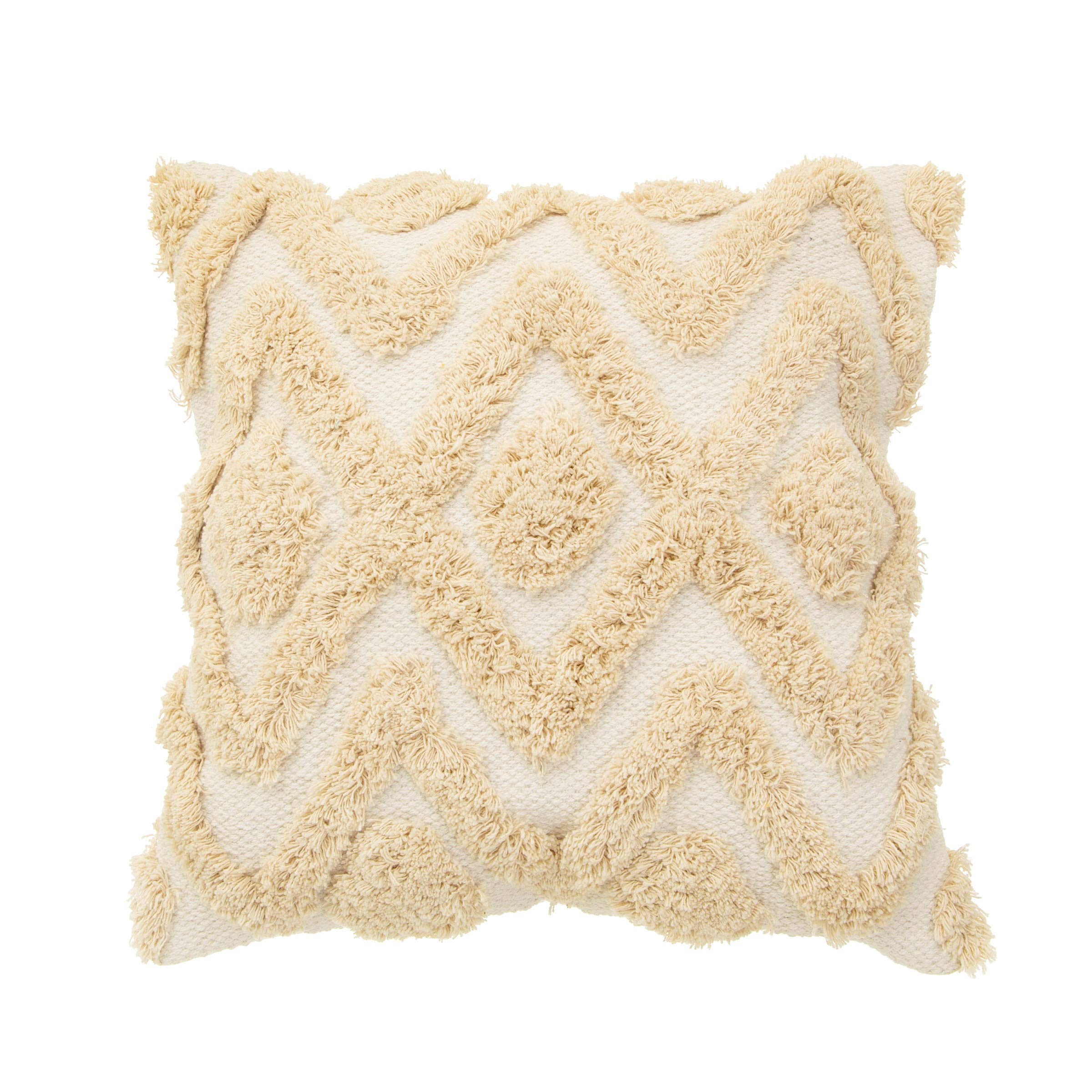 Sass & Belle Cream, White Blanca Tufted Diamond Cushion Cover