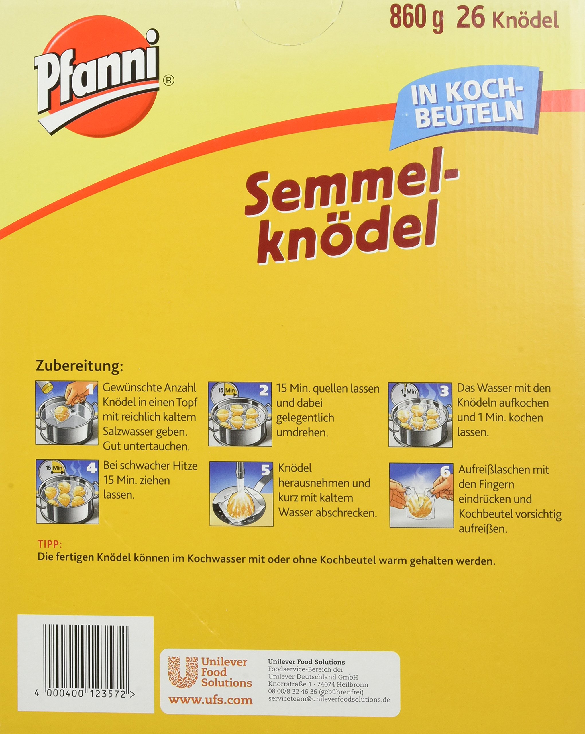 Pfanni Semmelknödel im Kochbeutel 860 g 26 Stück, 1er Pack (1 x 0.86 kg)