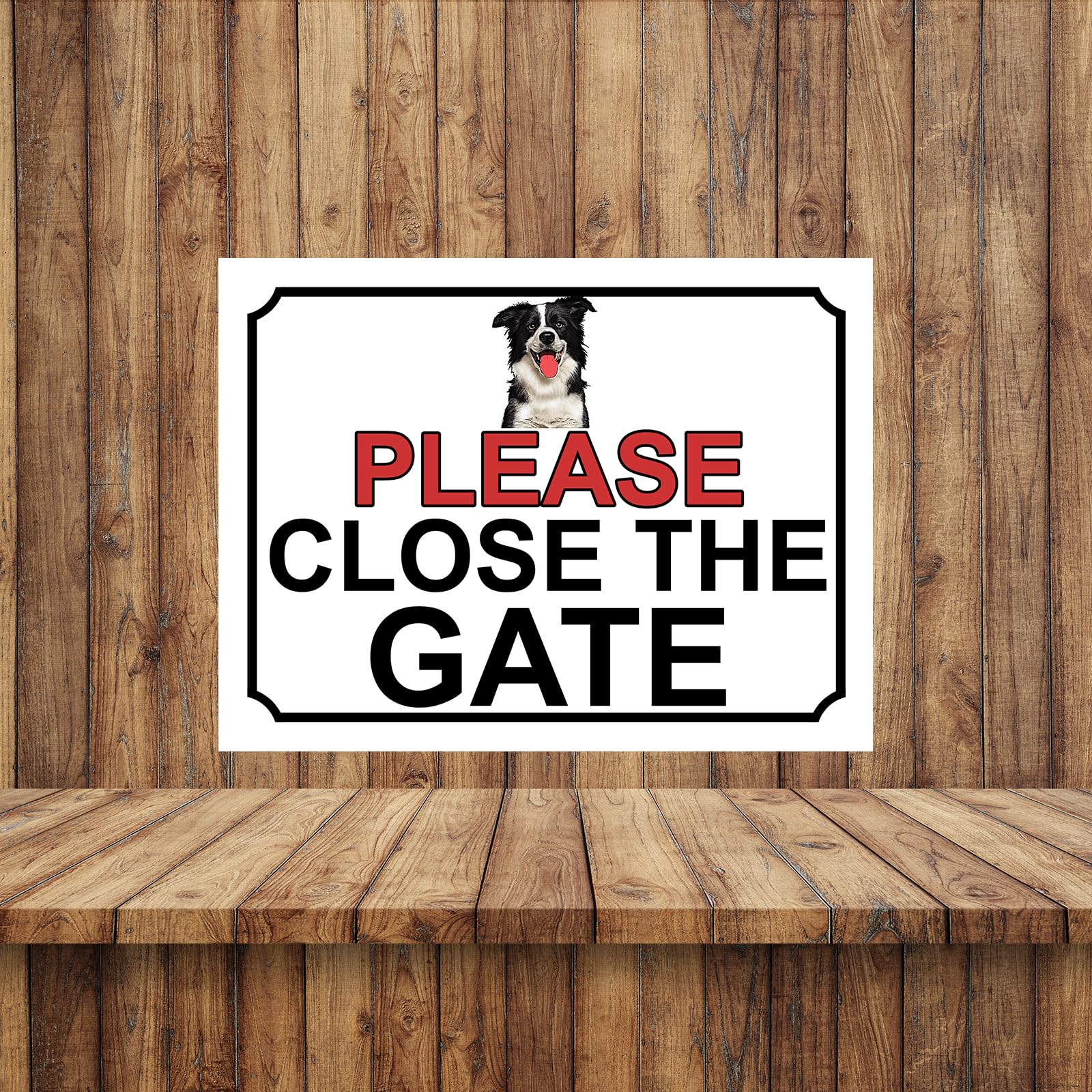 PLEASE CLOSE THE GATE COLLIE DOG THEME METAL SIGN 267MM X 200MM (140H1L) LARGE 10" X 8" - Image 2