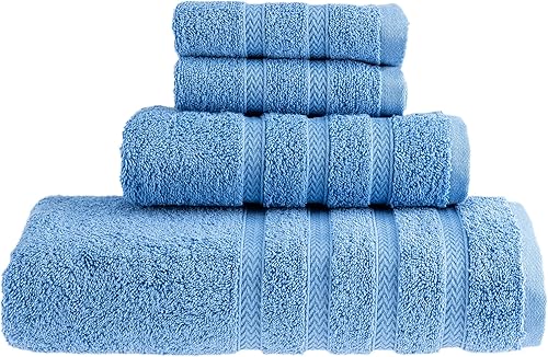 HALLEY Juego de toallas turcas decorativas, 4 piezas, tela altamente absorbente y resistente a la decoloración de 22.16 ozm, 100% algodón, 1 toalla